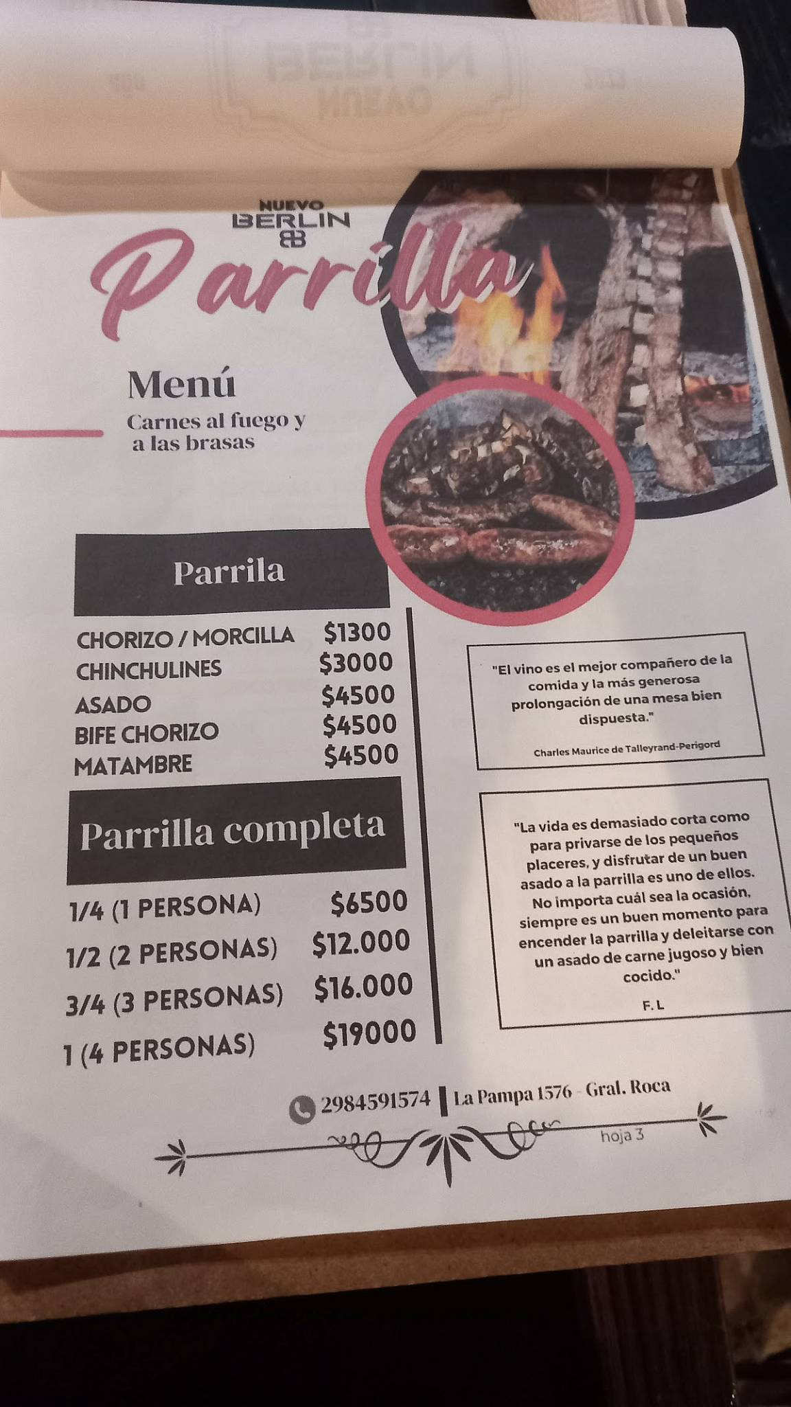 BERLIN Resto Bar меню