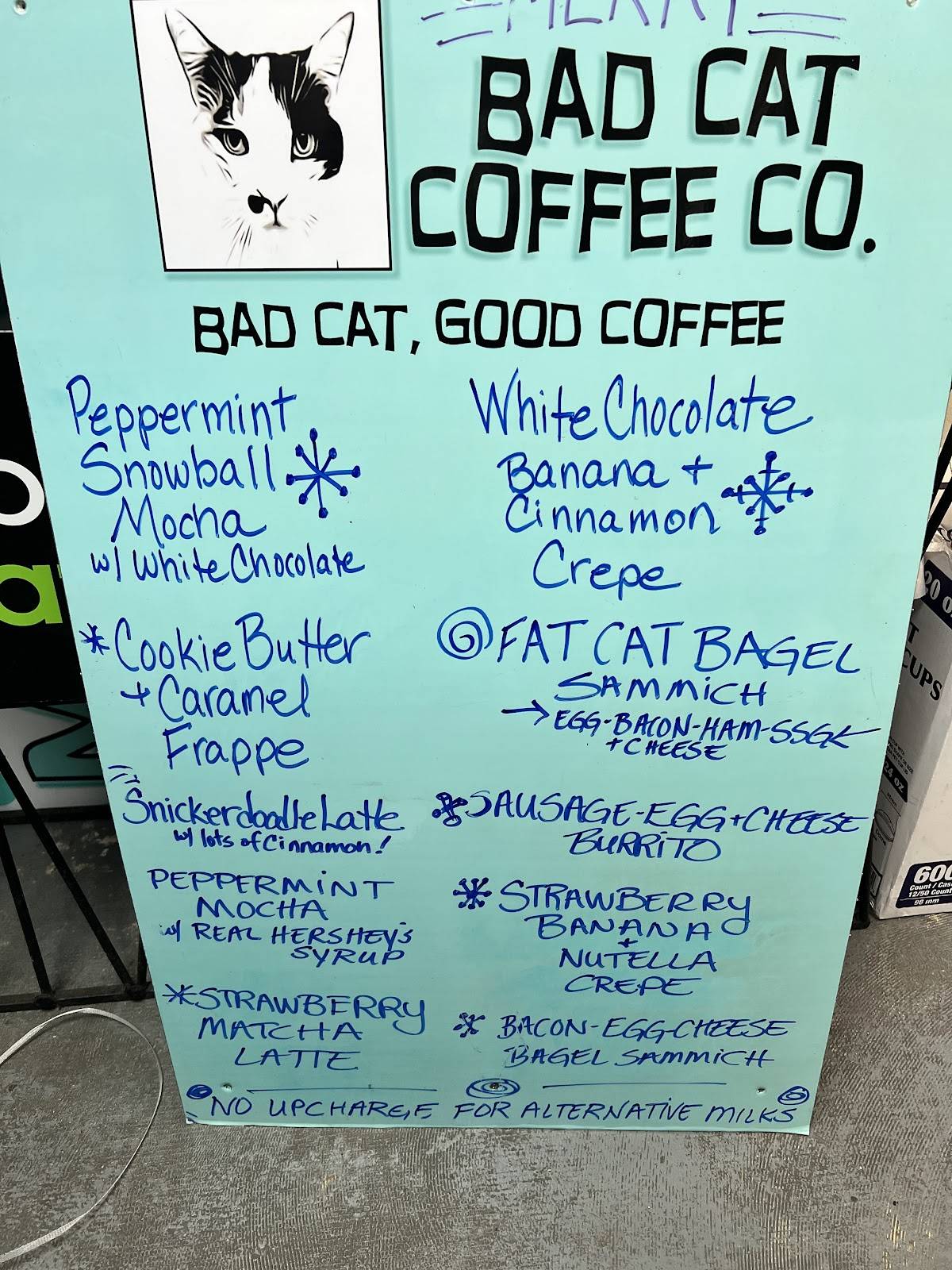 Bad Cat Coffee, Crepes, & Bagel Sammiches меню