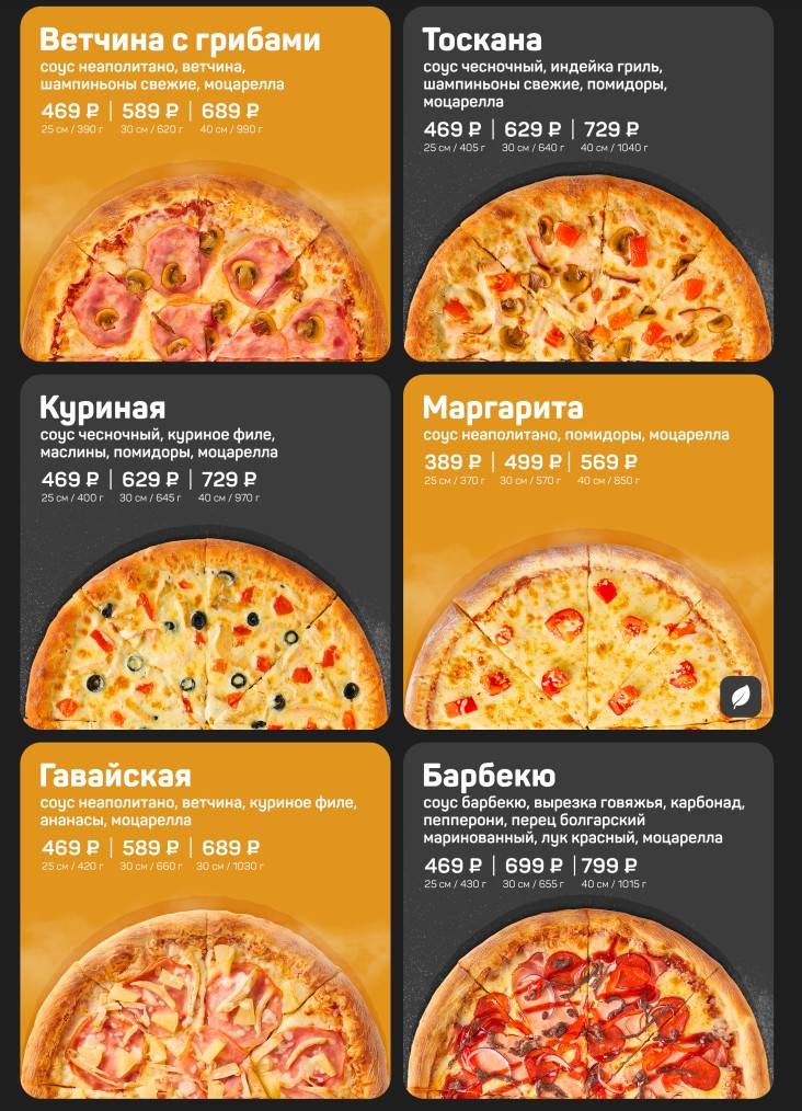 Милана меню