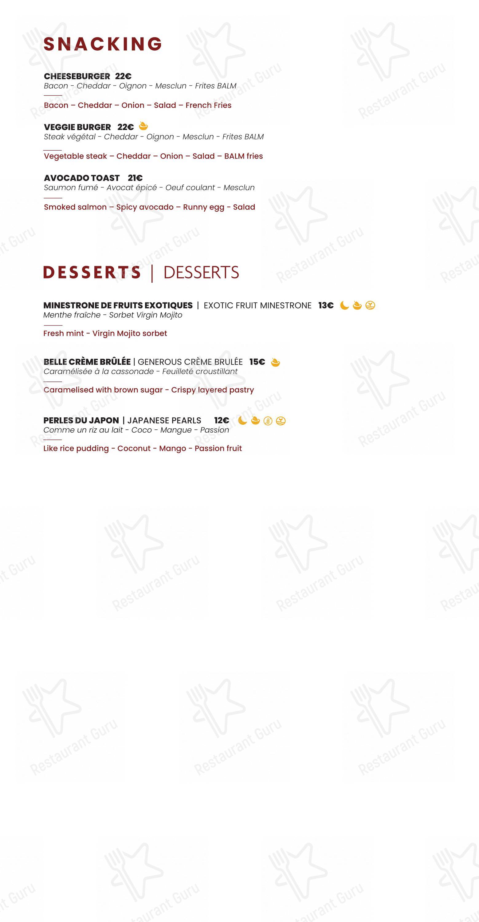 Balm Restaurant в Ницце - Меню напитков