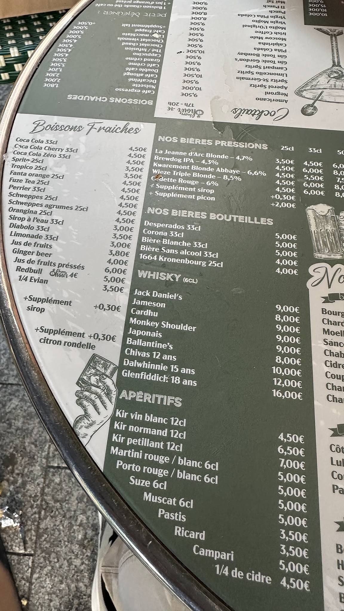 Bar Jeanne d'Arc меню