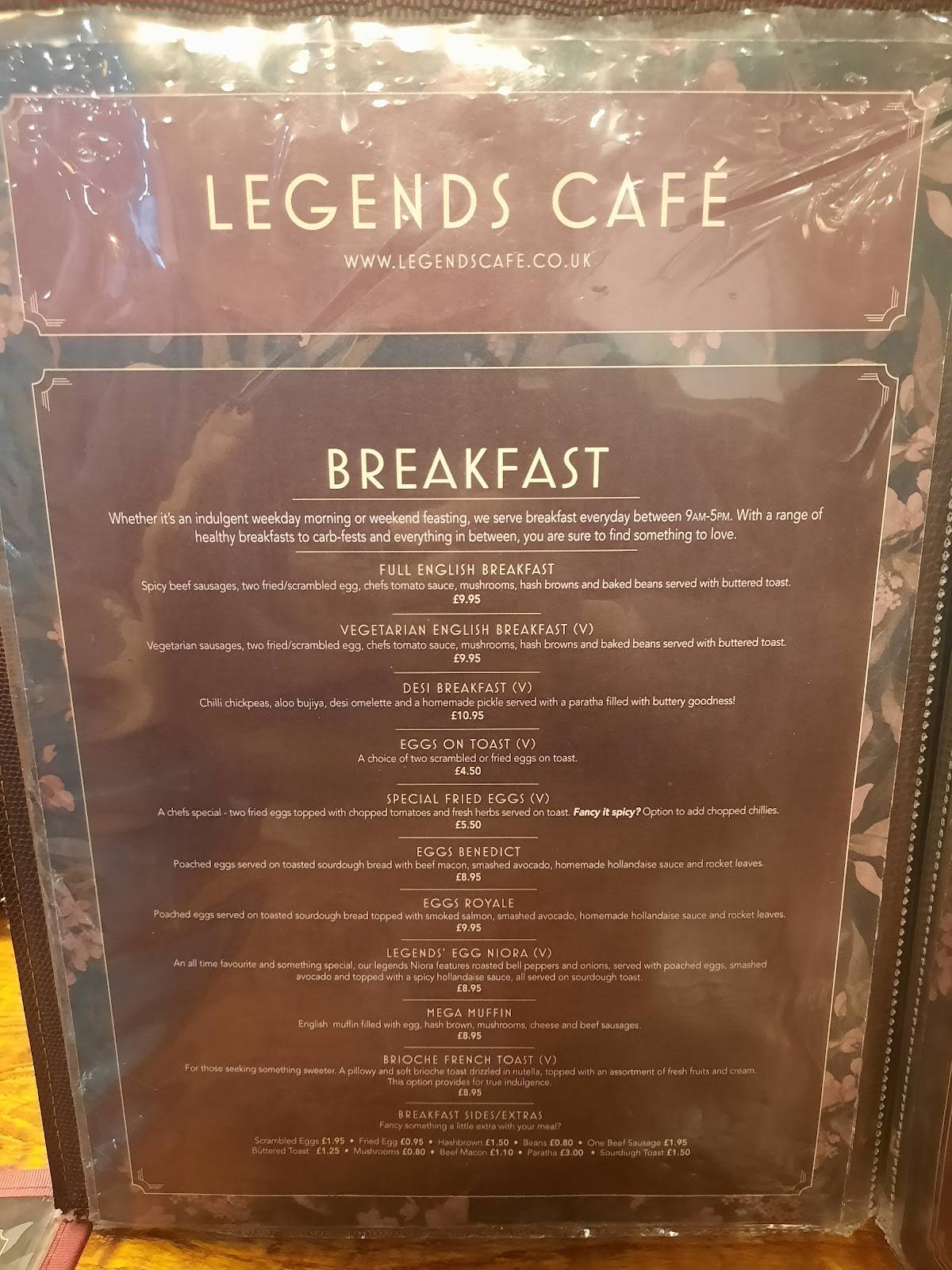 Legends Cafe меню