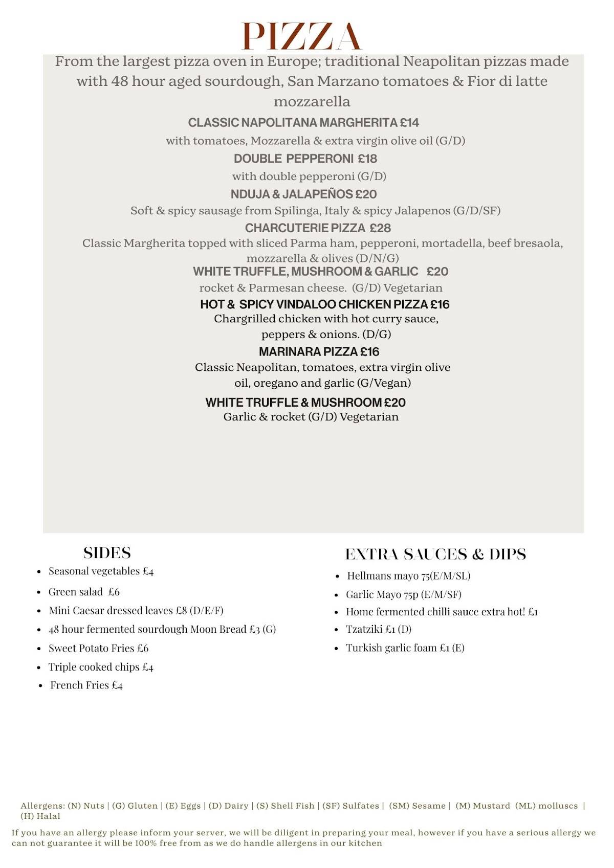 Bazaar Restaurant меню