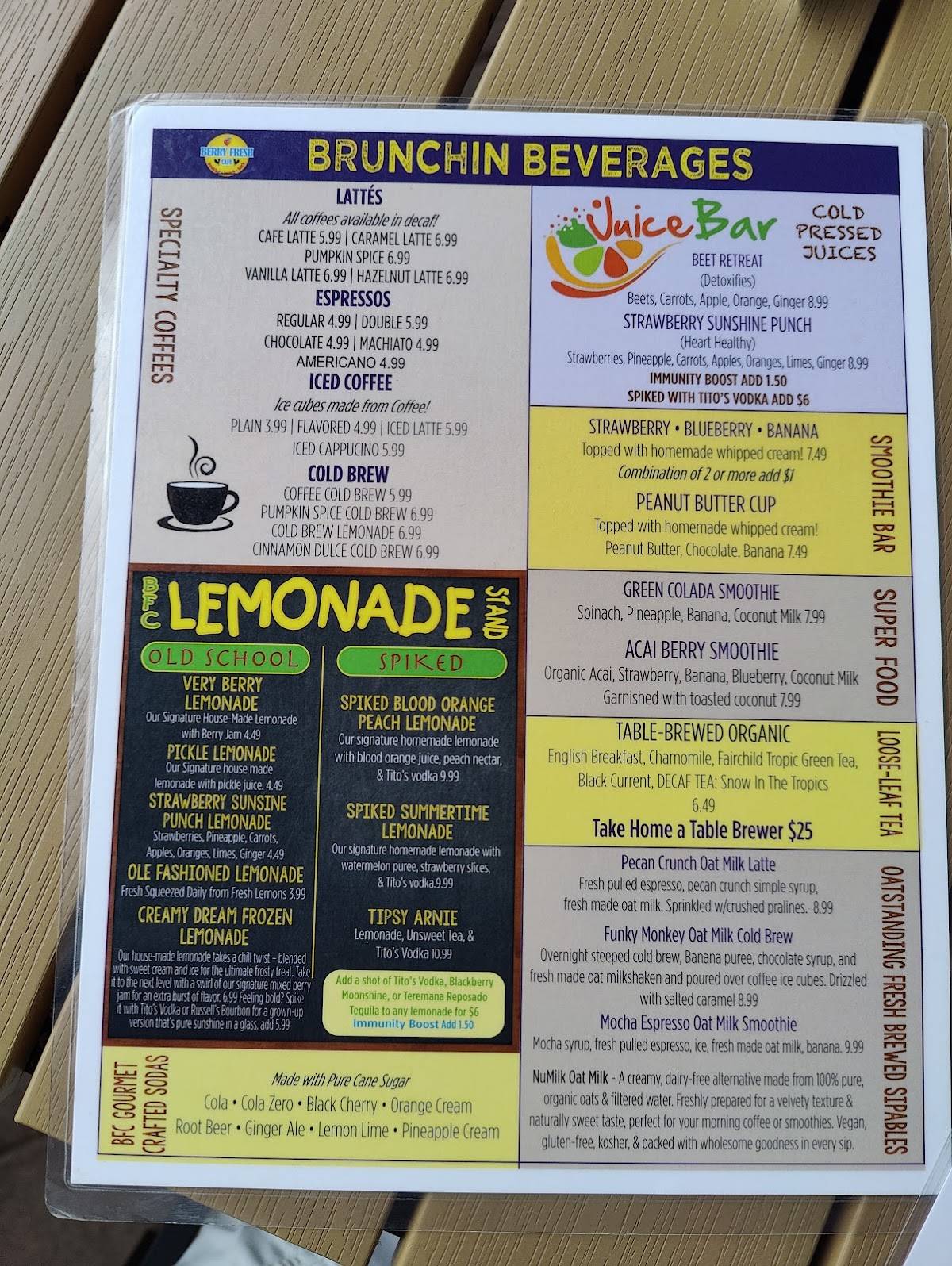 Berry Fresh Cafe меню