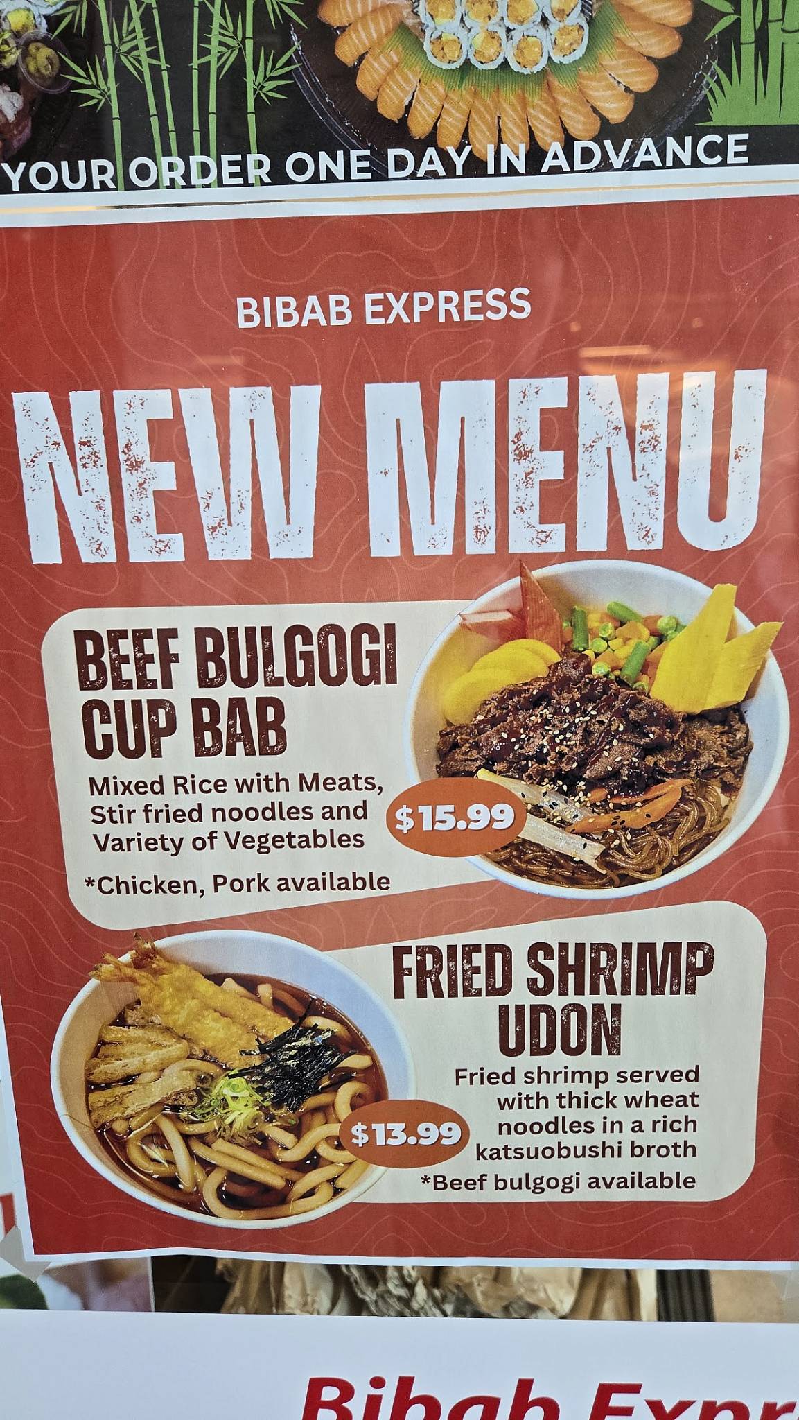 BiBab Express меню
