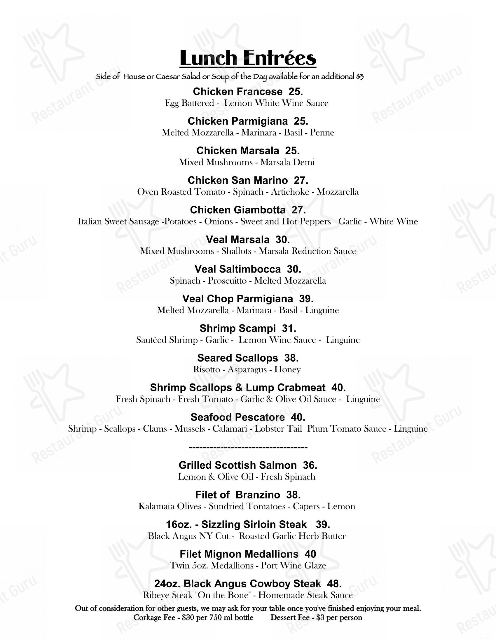 Biagio’s Ristorante в Парамусе - Меню