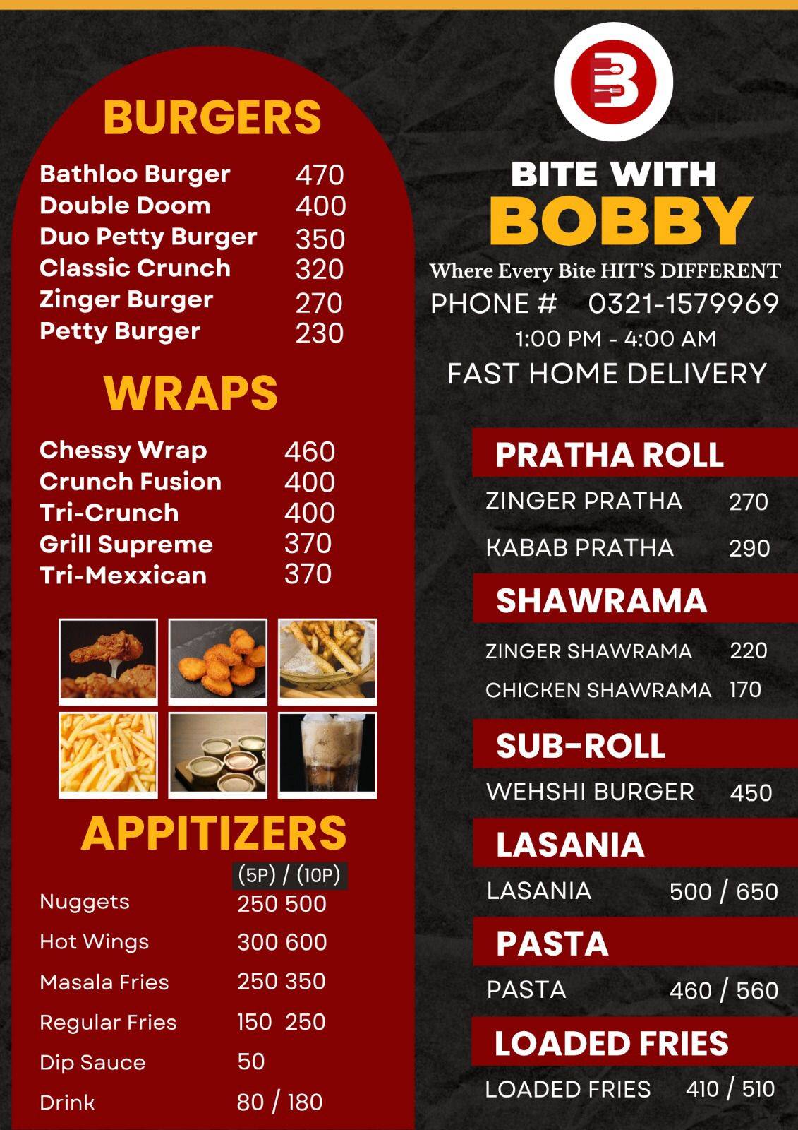 Bite with Bobby меню