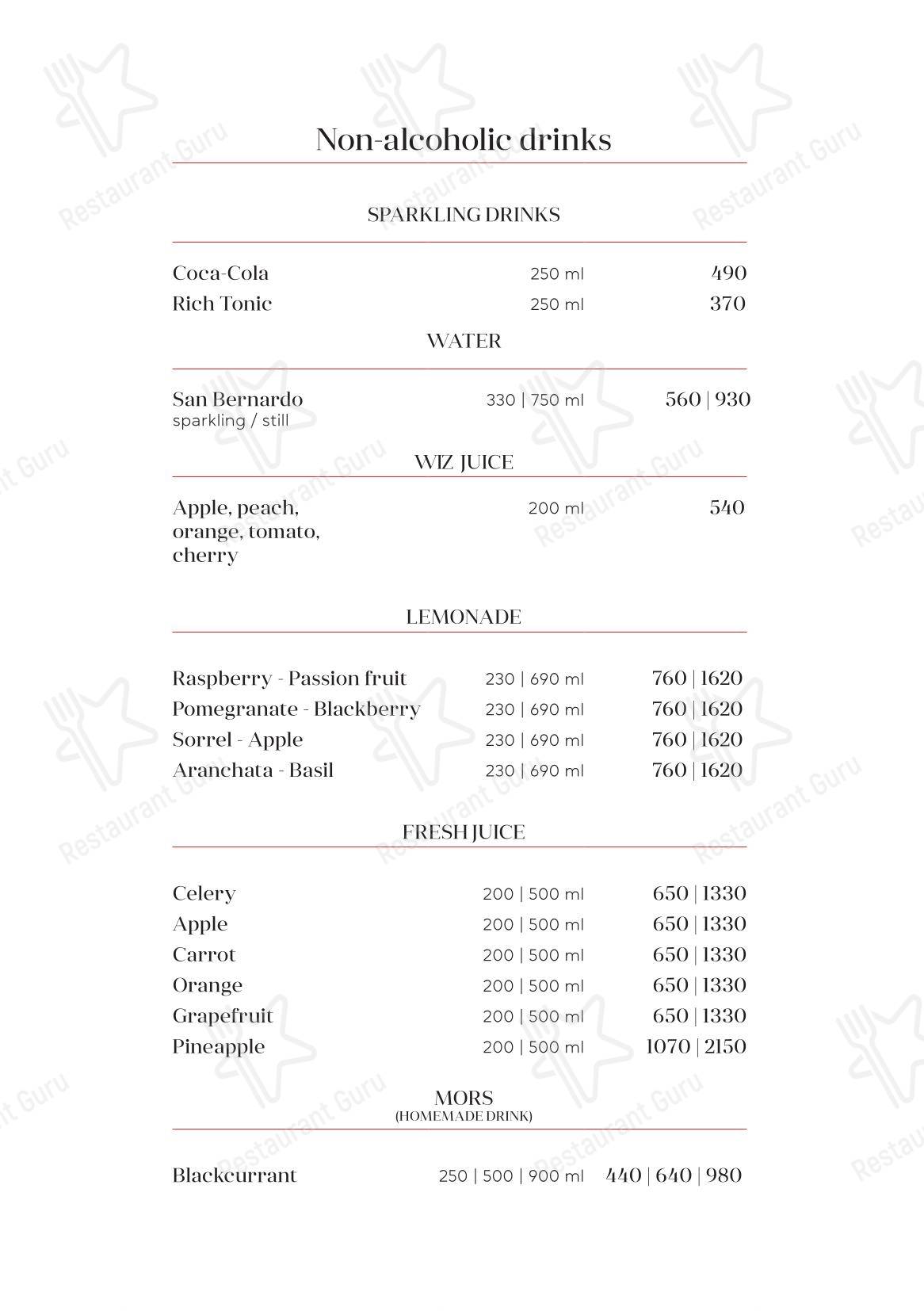 Меню ресторана Bocconcino - Lunch Menu