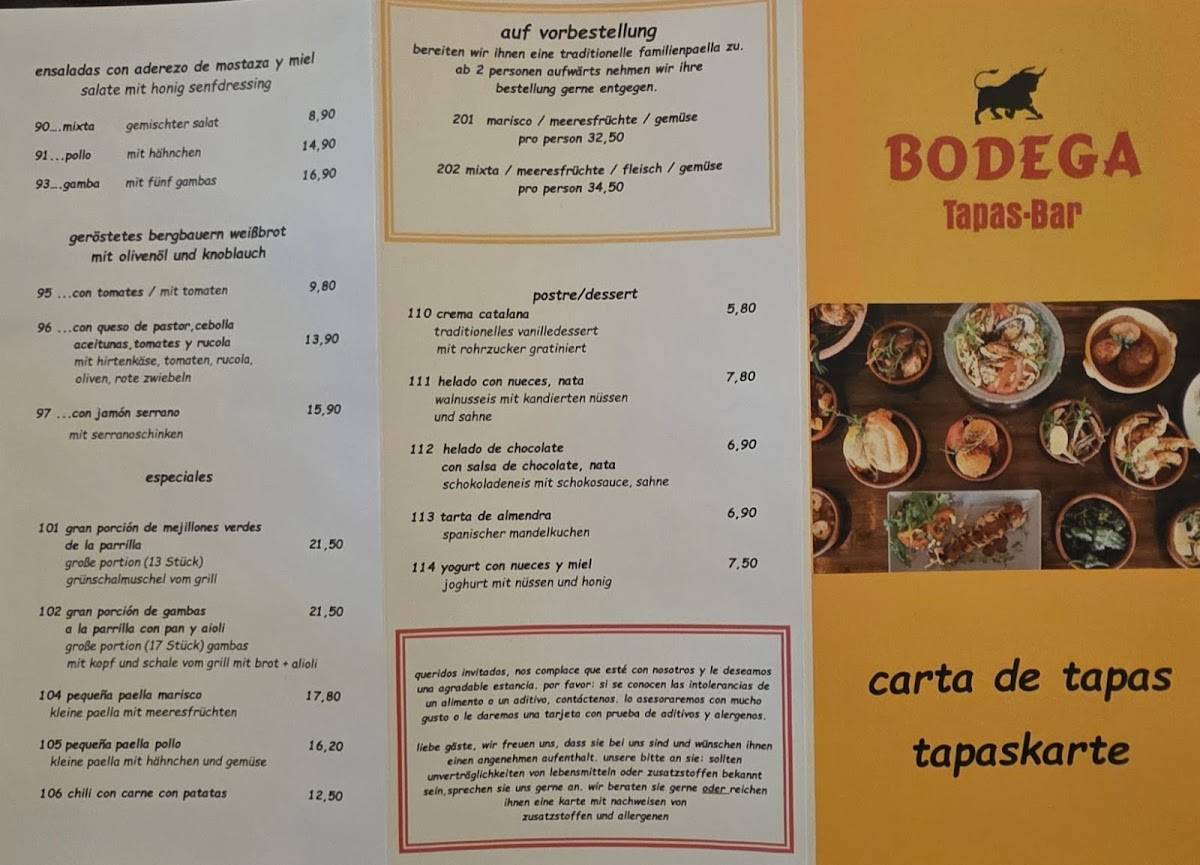 Bodega Tapas Bar меню