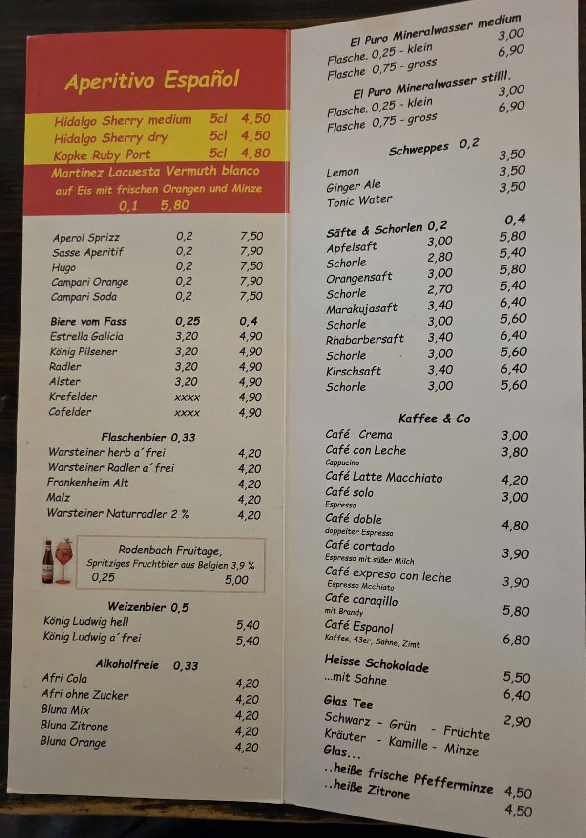 Bodega Tapas Bar меню