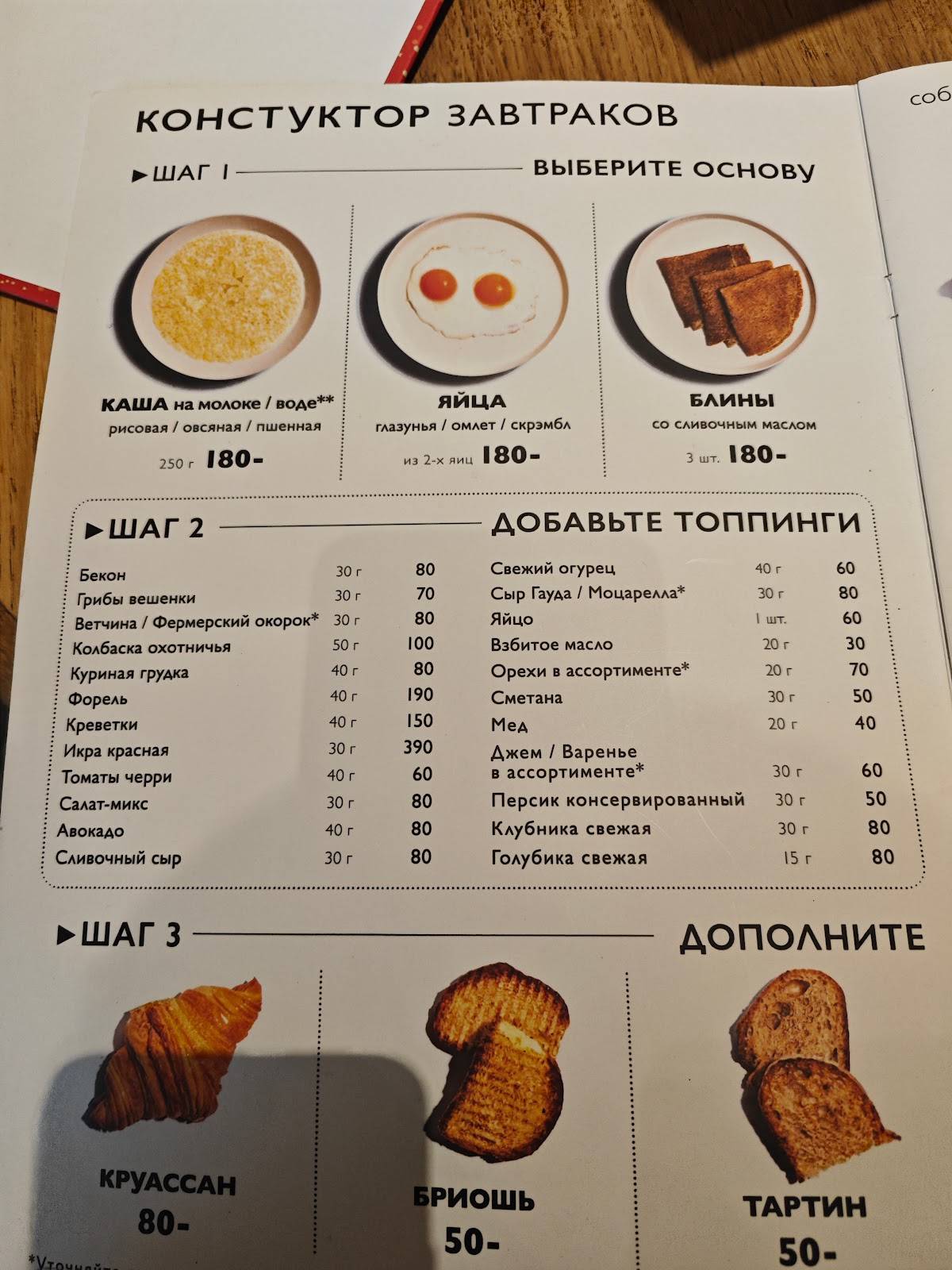 Британские пекарни меню