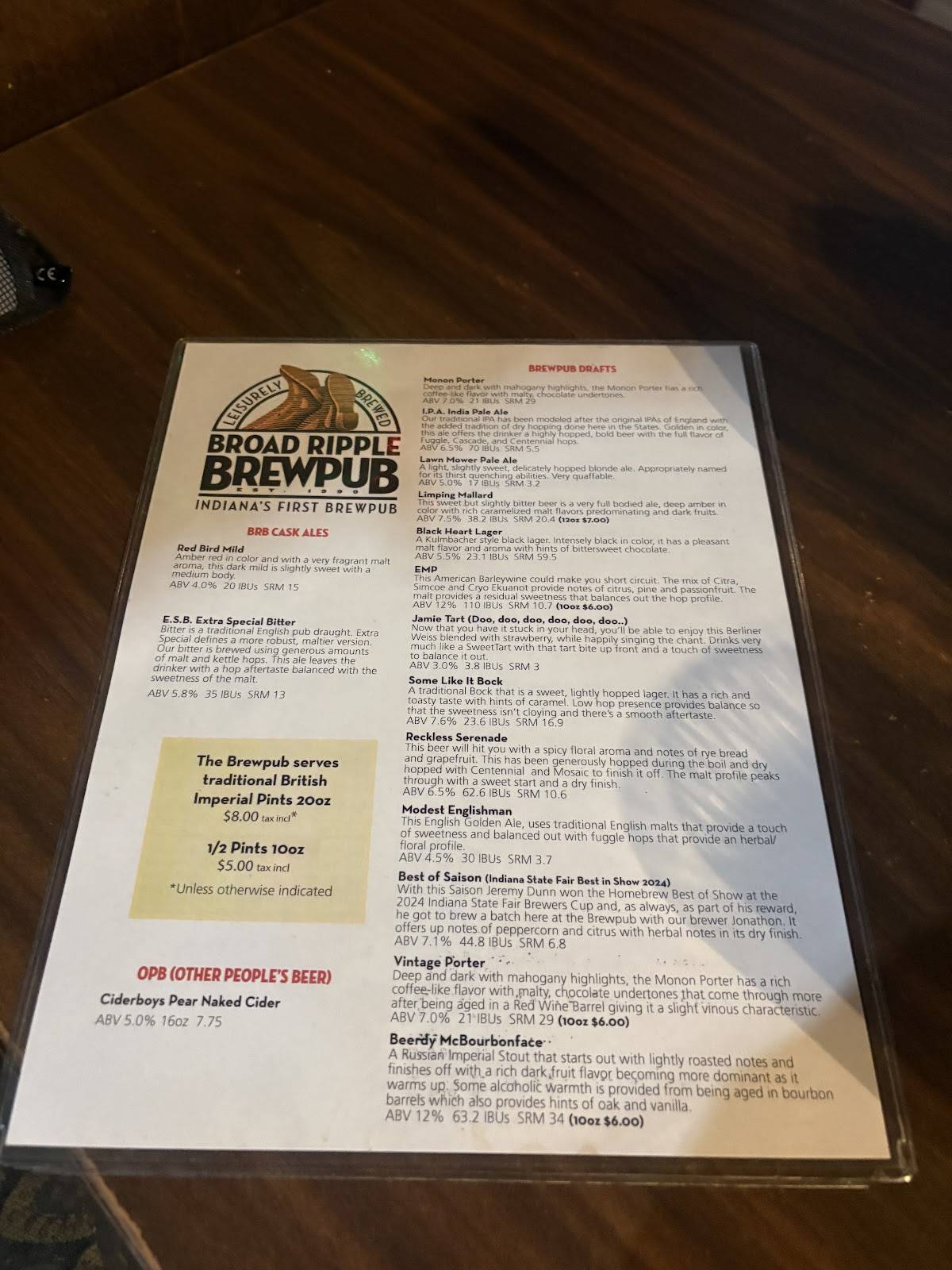 Broad Ripple Brewpub меню