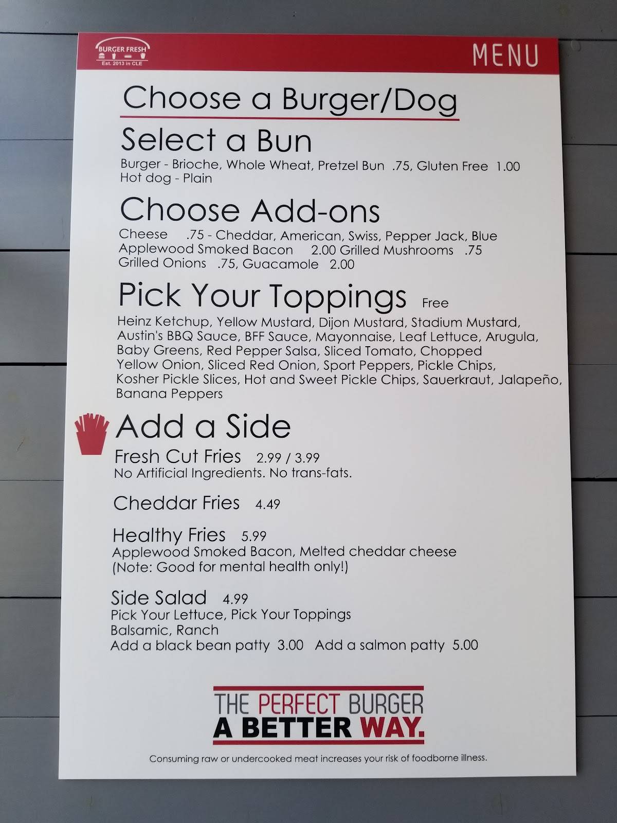 Burger Fresh меню