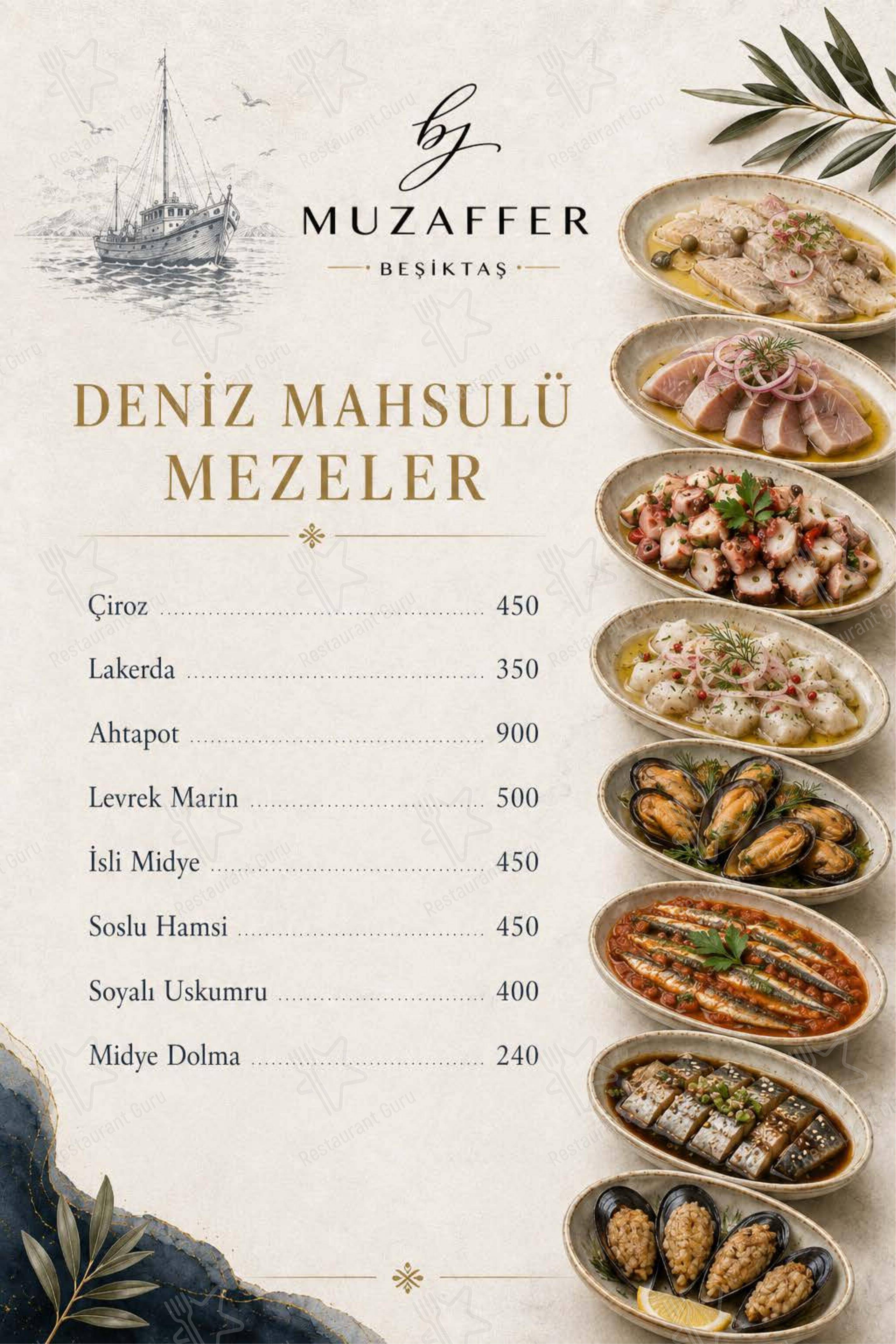 Меню ресторана Bymuzaffer Beşiktaş