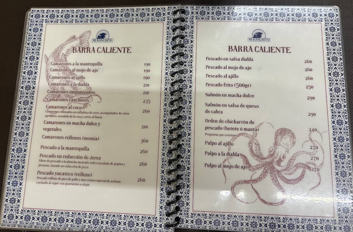 Cabeza de res Y Mariscos Mi ranchito меню