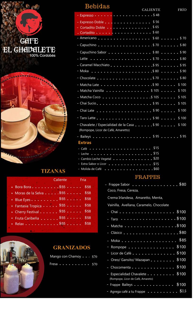 Café Chavalete Mérida меню