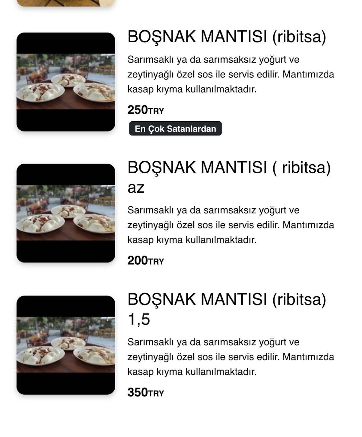 Damska Ruka меню