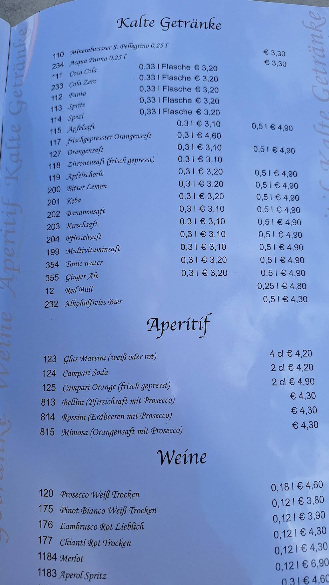 Eiscafé Roma меню