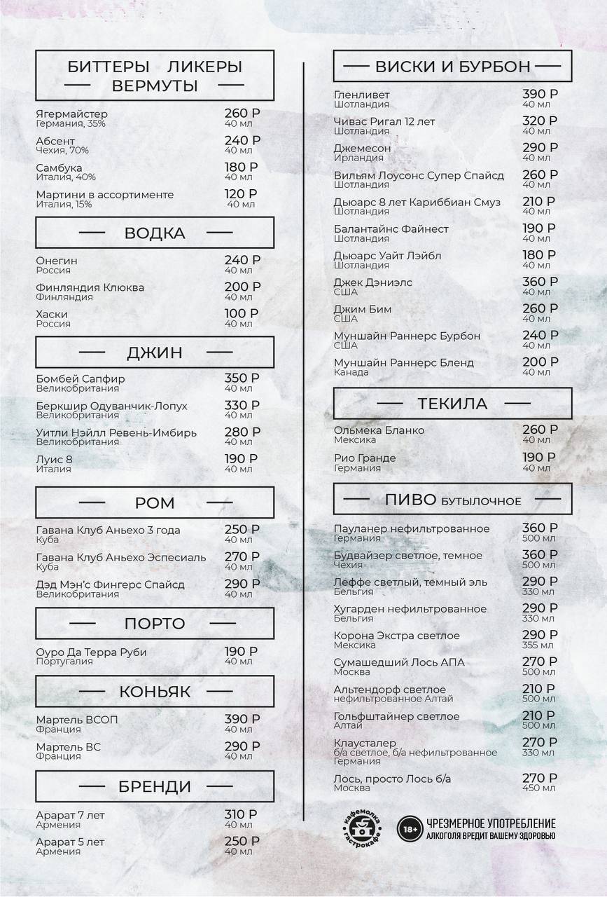 Кафемолка меню