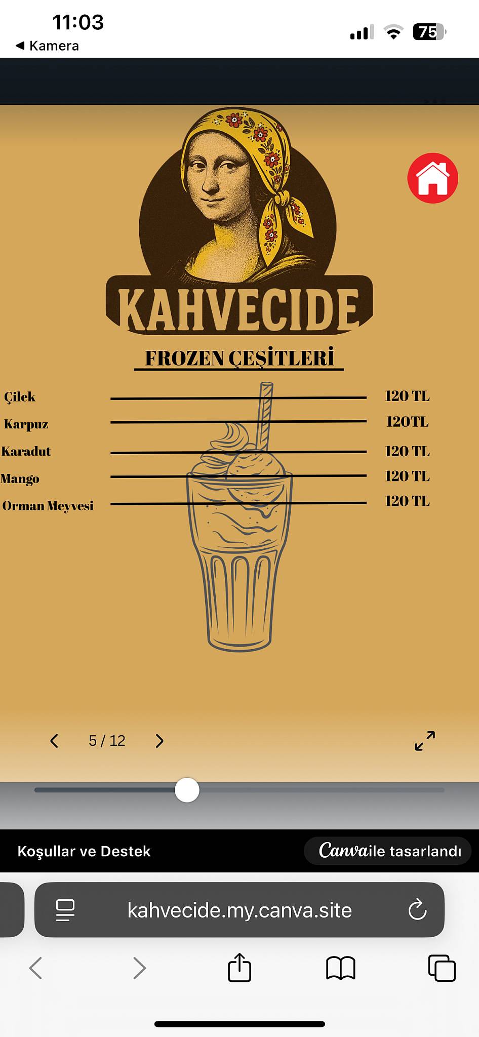 Kahvecide меню