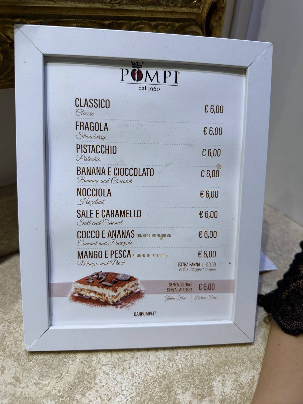 Pompi Trevi меню