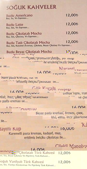 Roma Dondurmacısı меню