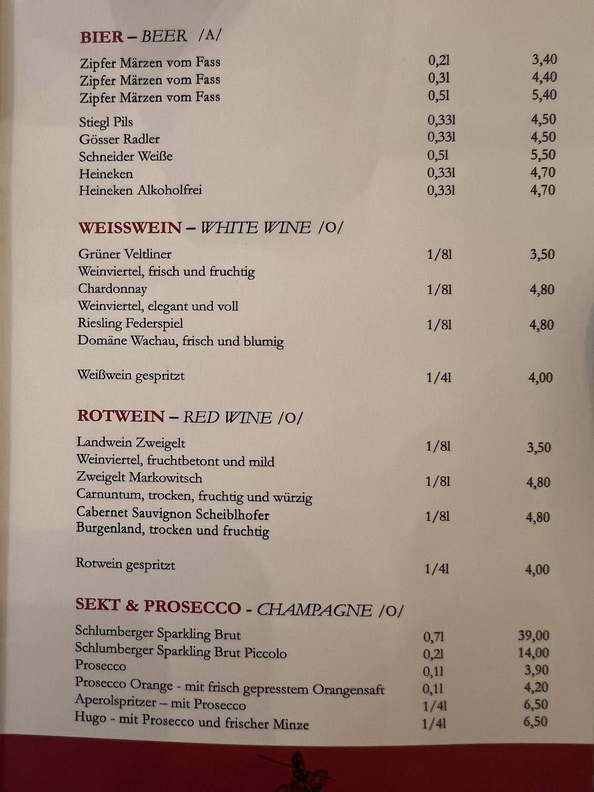 Café Ritter меню