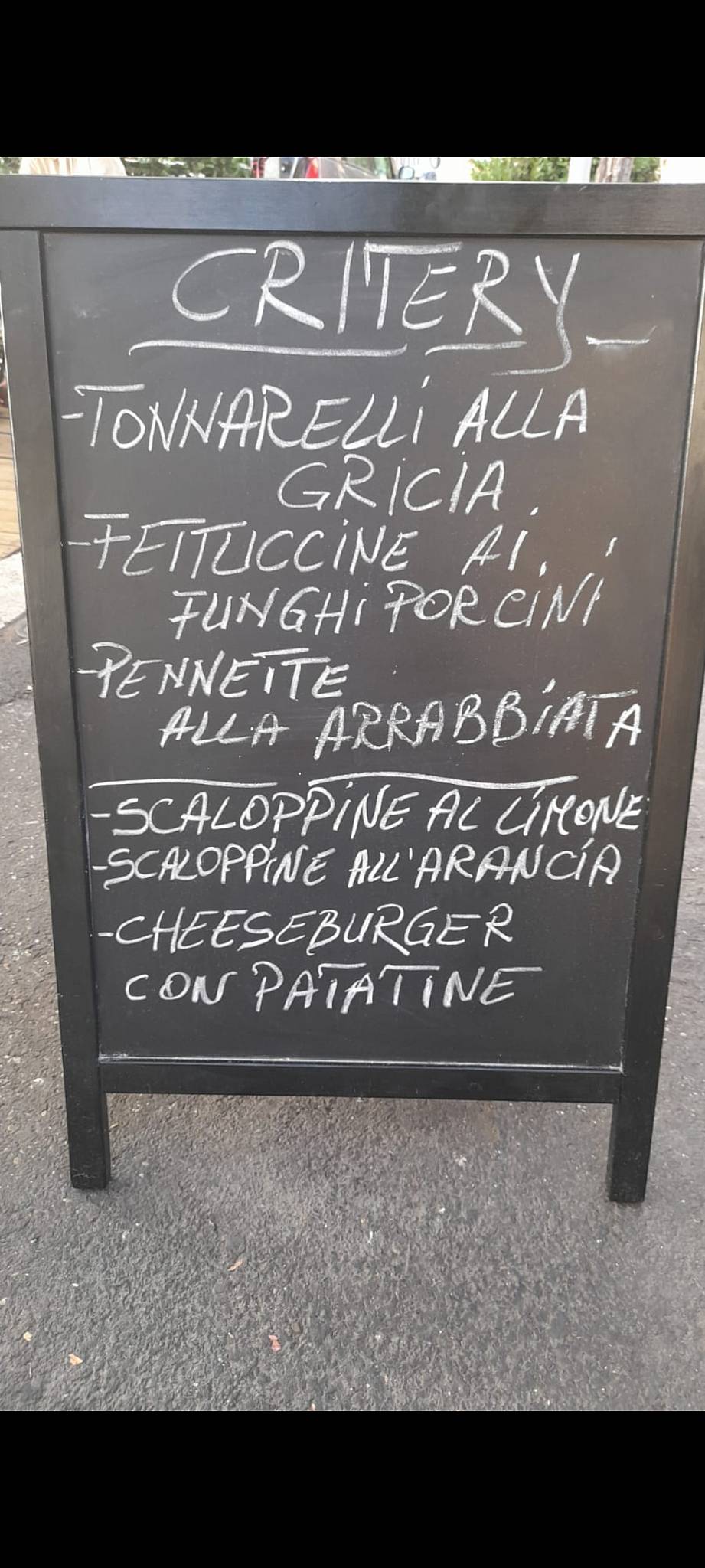 Caffè Critery Bistrot меню