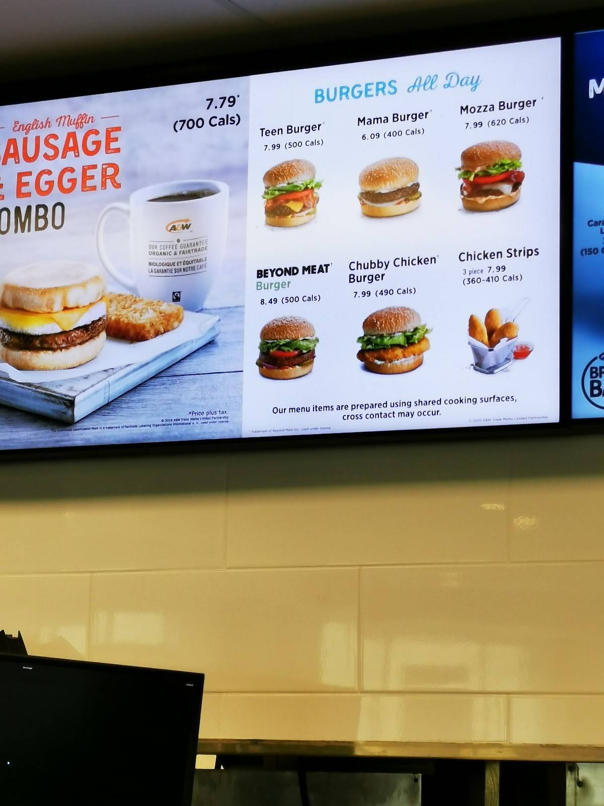 A&W Canada меню