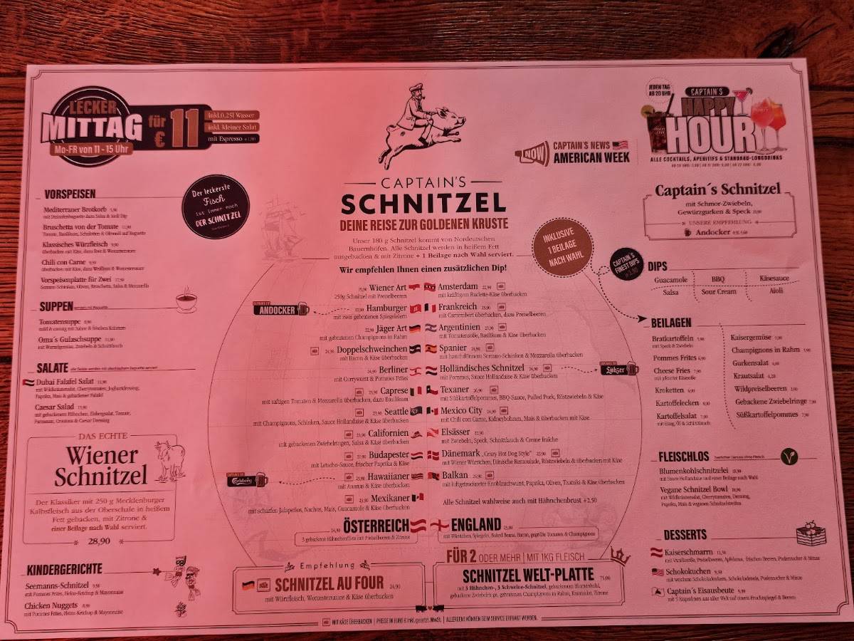 Captain's Schnitzel Rostock-Stadt меню