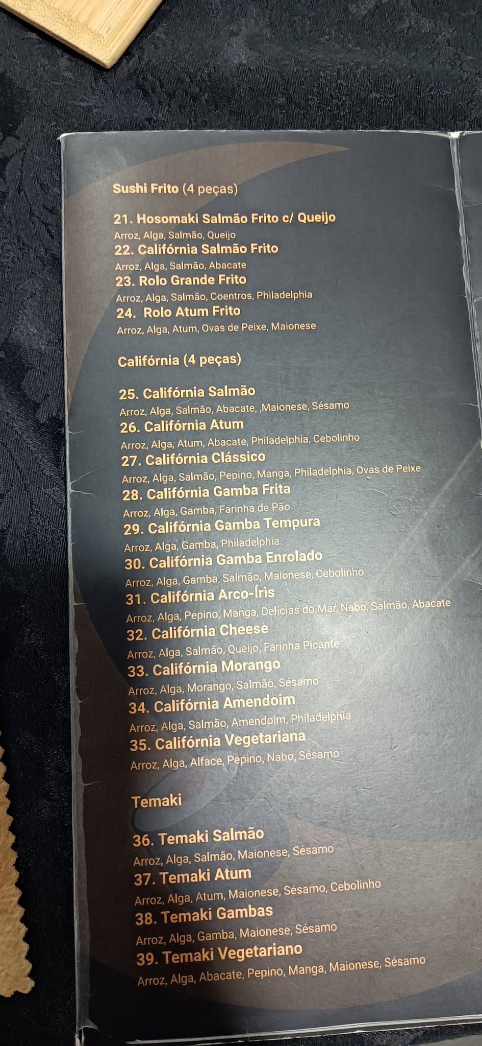 Restaurante Lua меню
