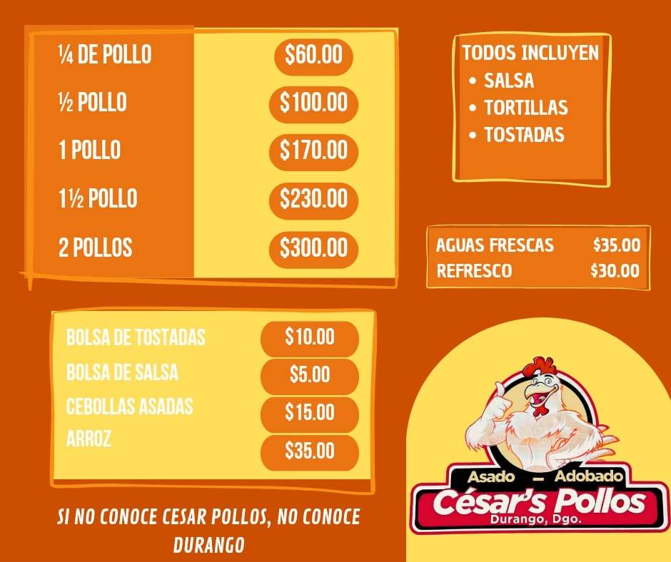 Cesar Pollos меню