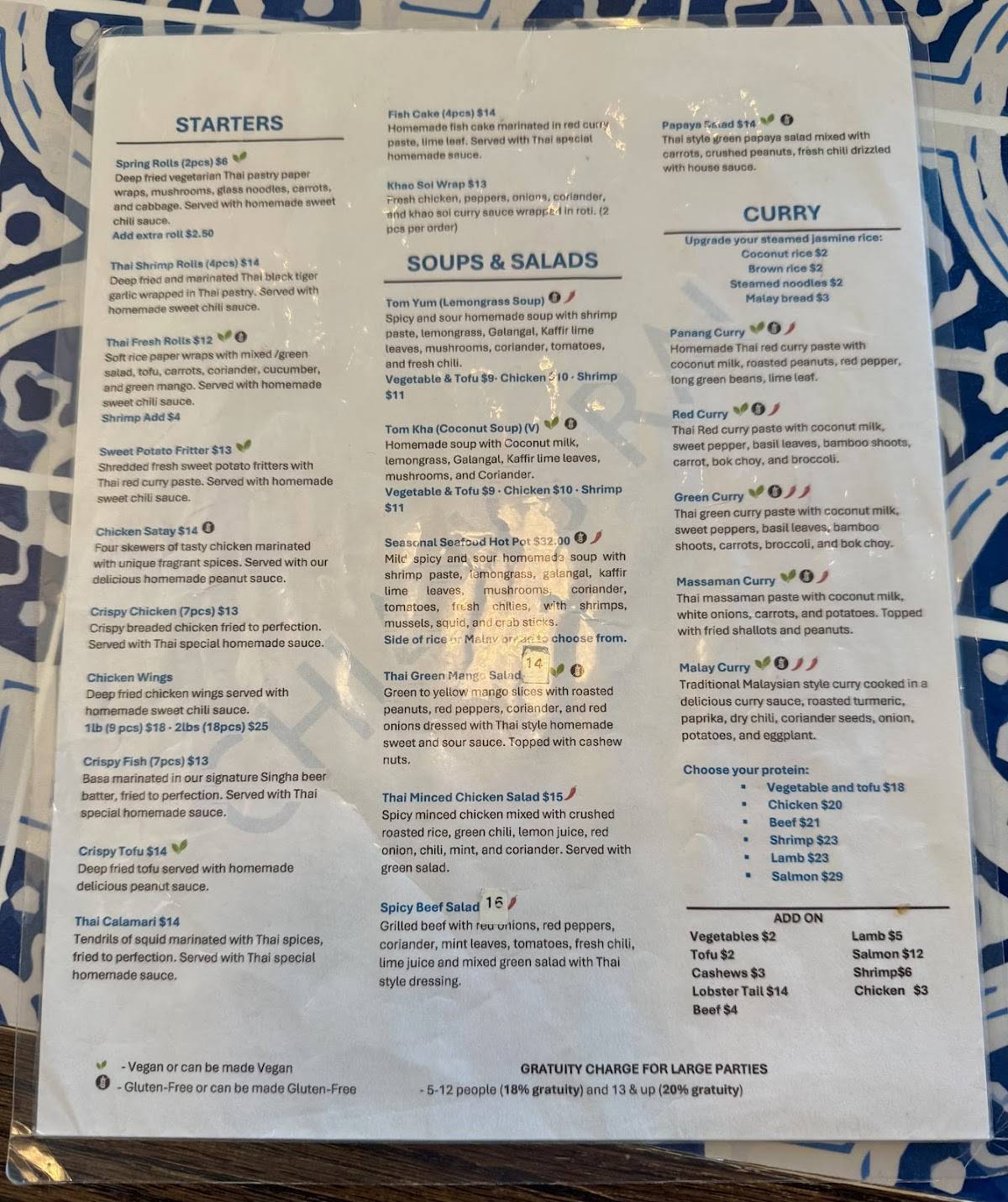 Chiang Rai Thai Kitchen (Northyork) меню