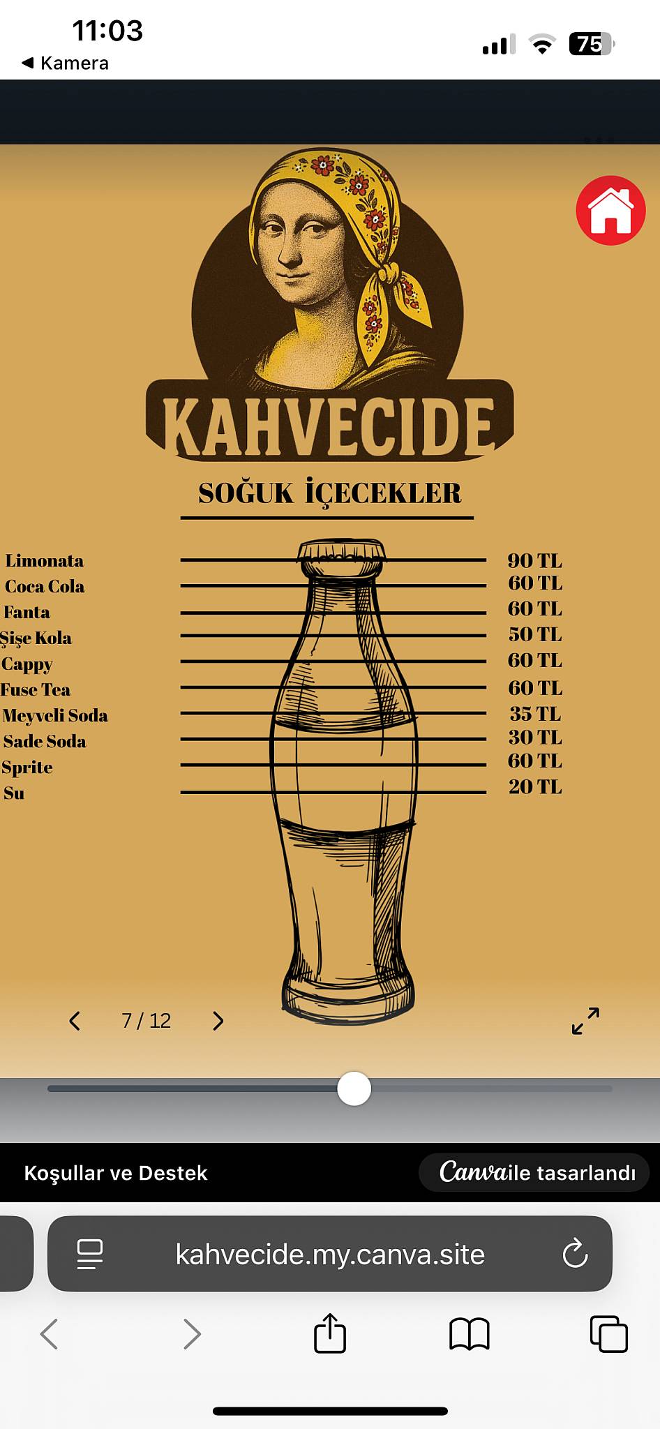 Kahvecide меню
