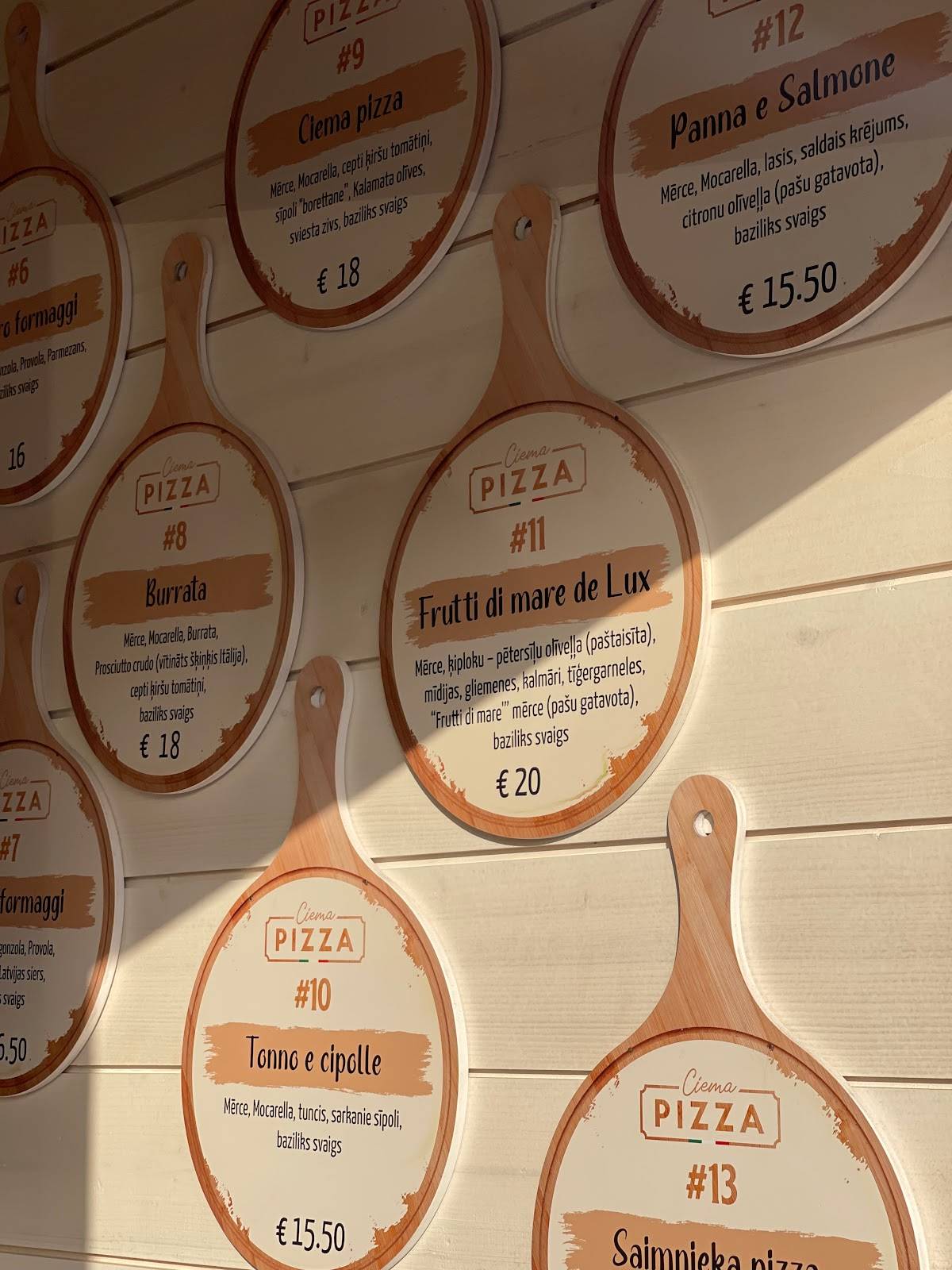 Selgas beķereja un Ciema pizza меню