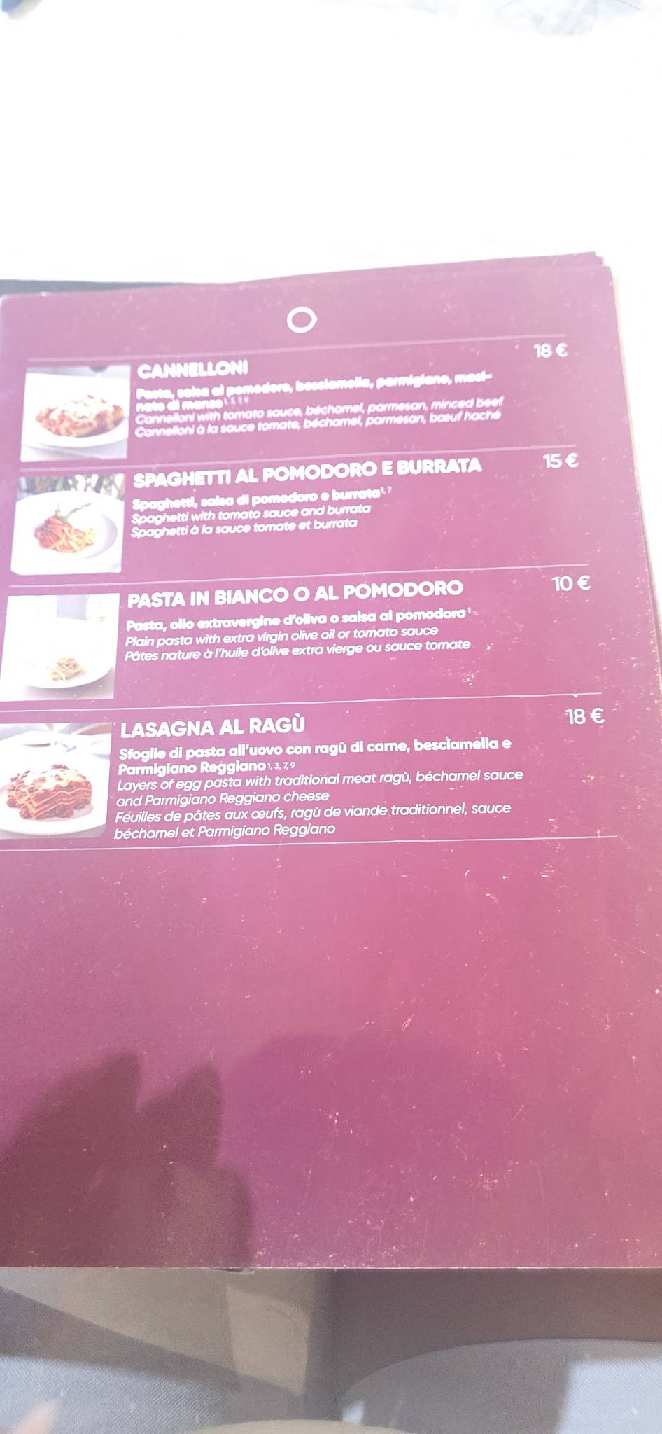 Cocciuto меню