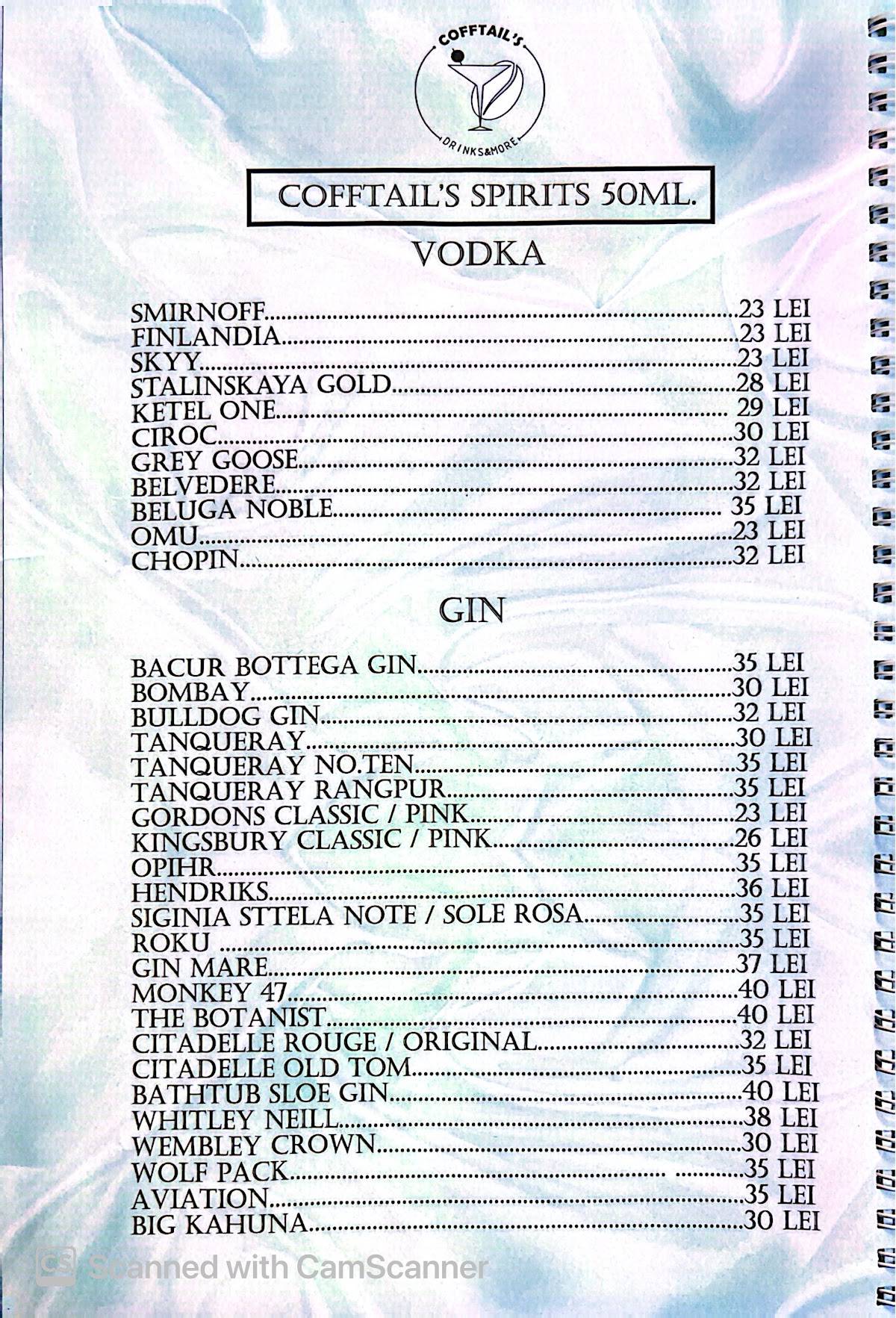 Cofftail's Coffee & Cocktail Bar Victoriei меню