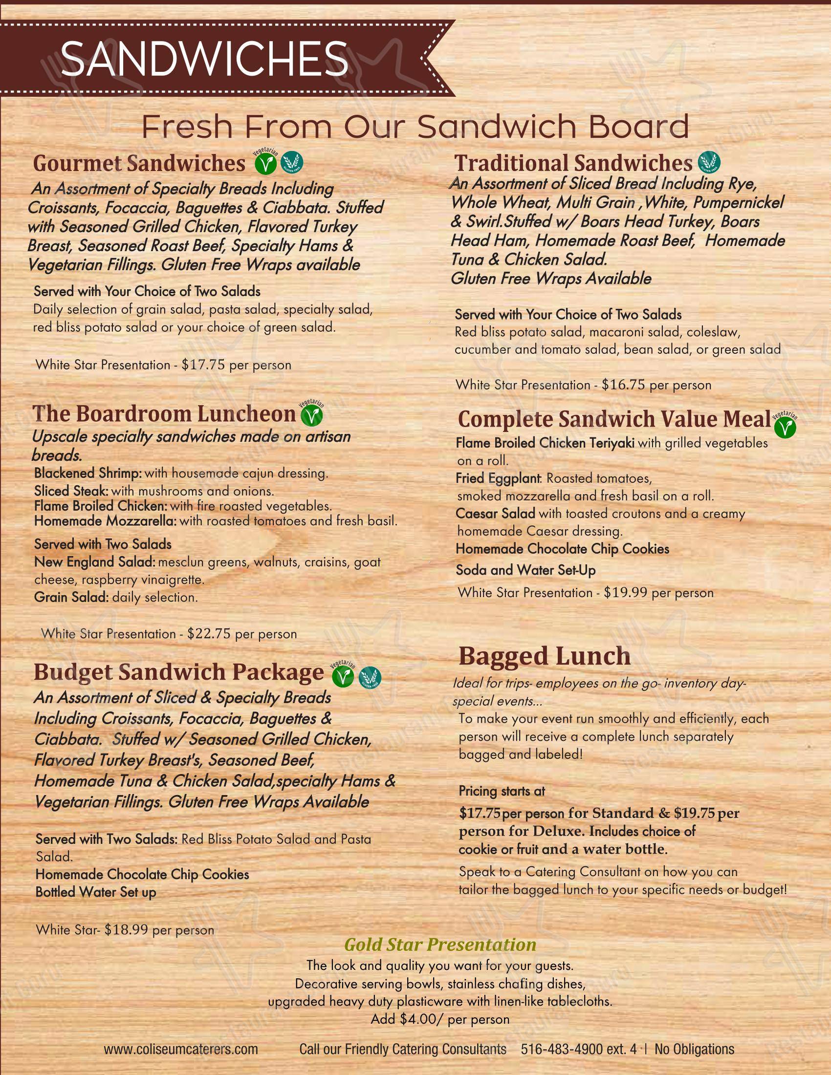 Coliseum Kitchen & Caterers в Плейнвью - Меню напитков