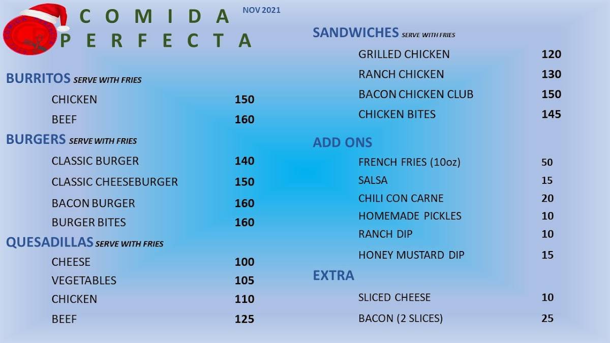 Comida меню