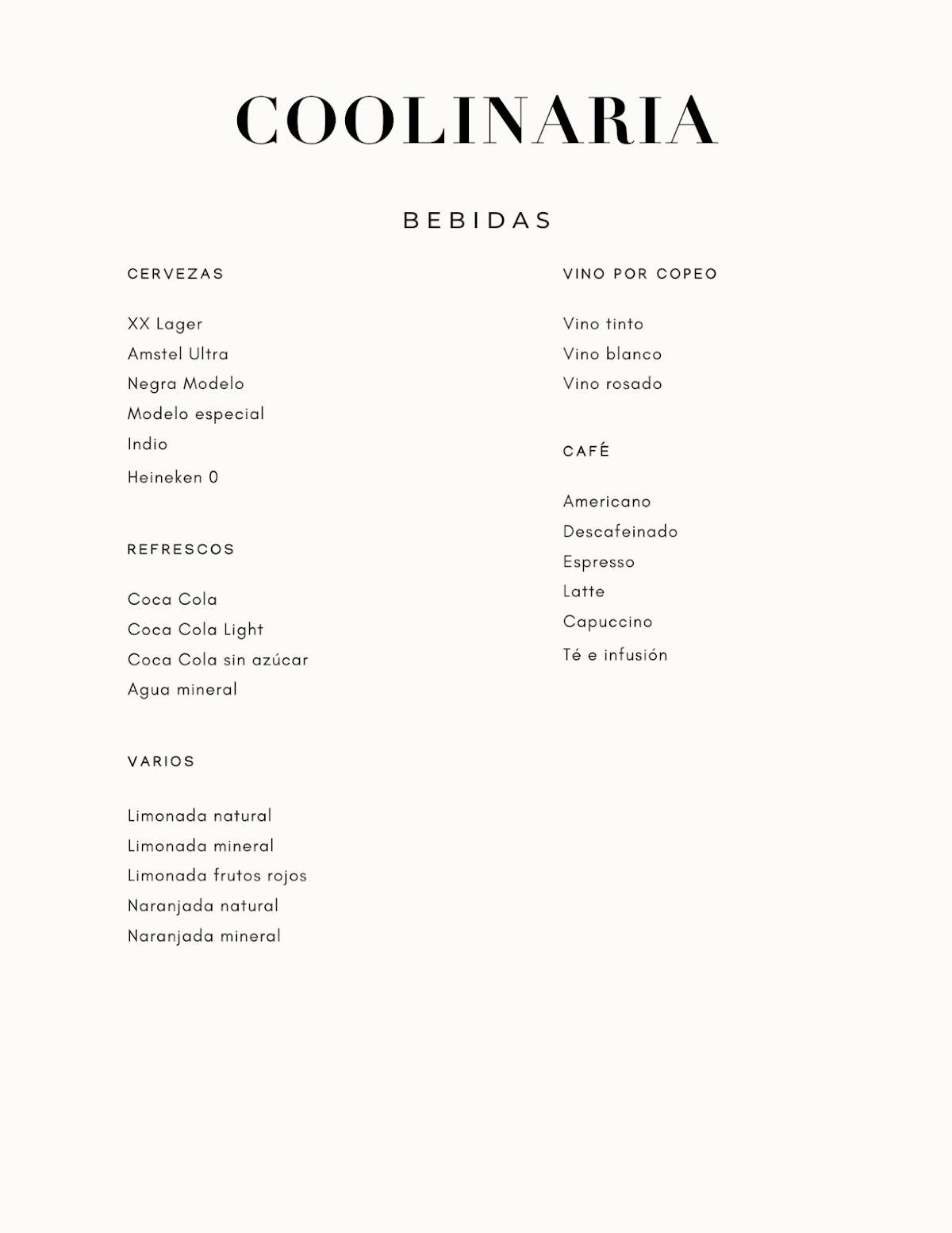 Coolinaria - Bistro con Alma меню