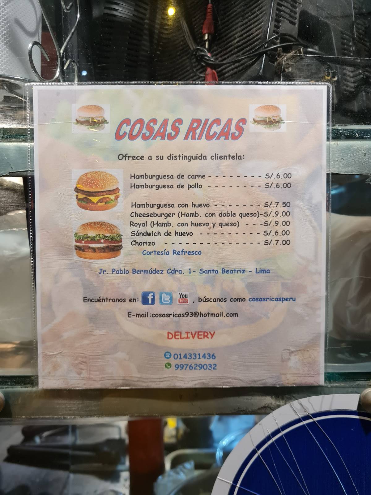 Cosas Ricas Perú меню