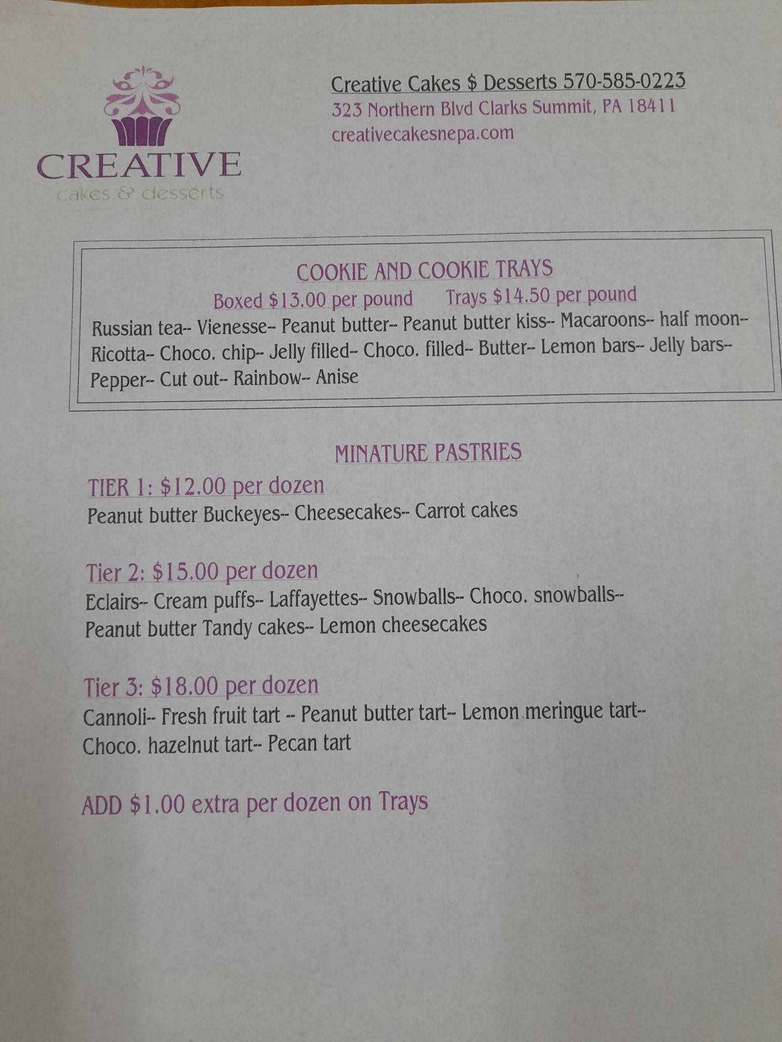 Creative Cakes & Desserts меню