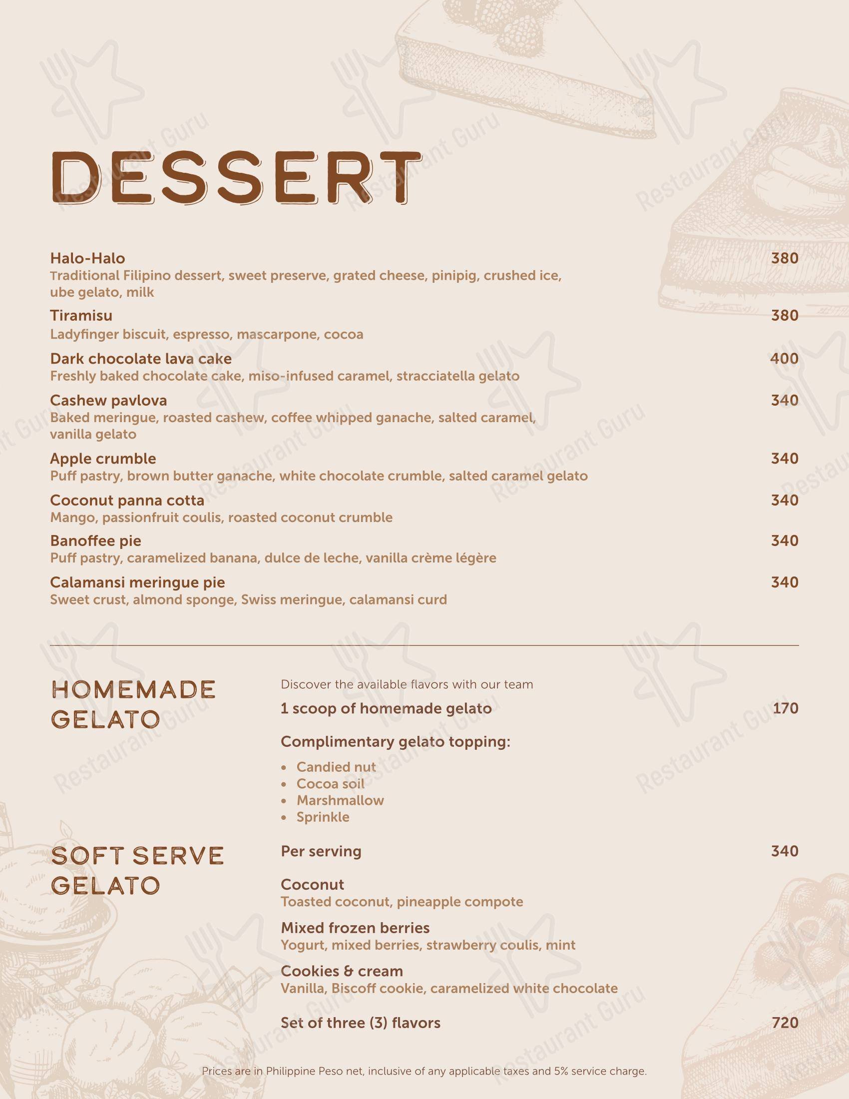 Crust Beach Bar & Restaurant в Малее - 菜单