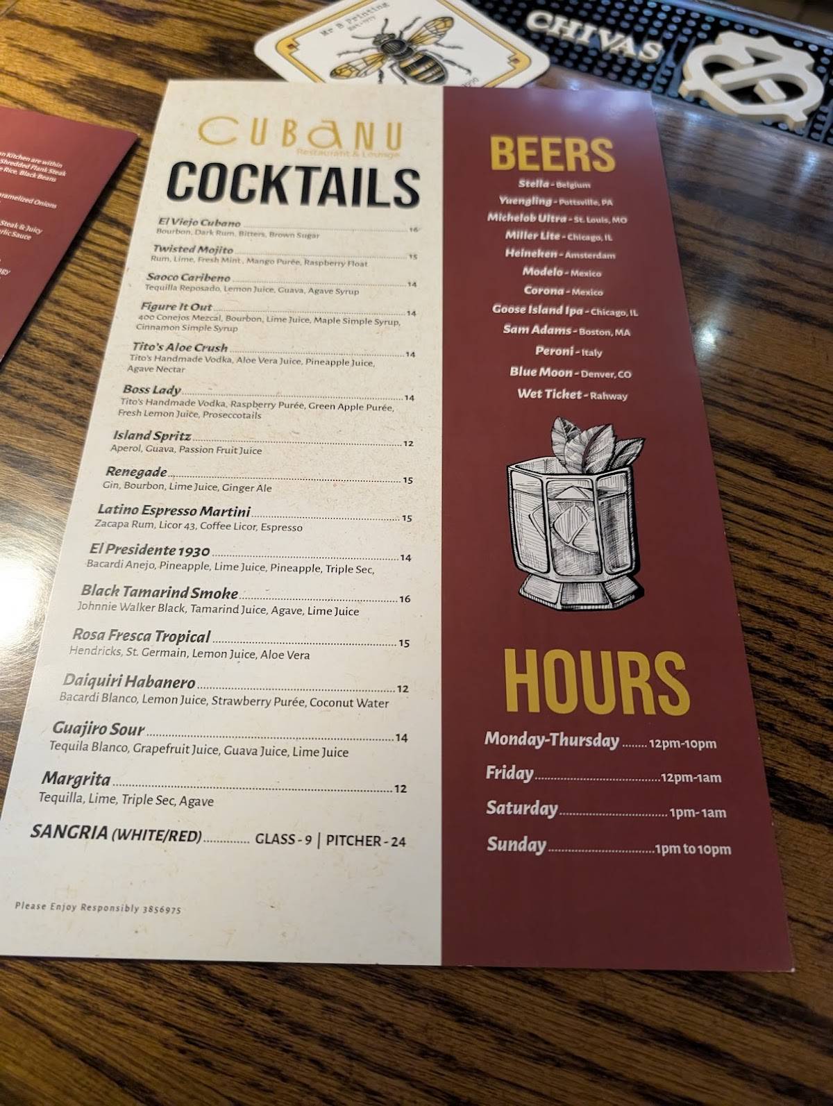 CubaNu Restaurant & Lounge меню