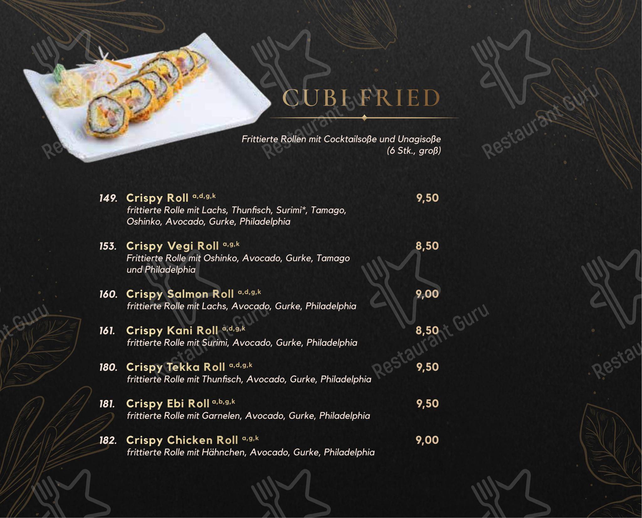 Меню напитков ресторана Cubi Restaurant