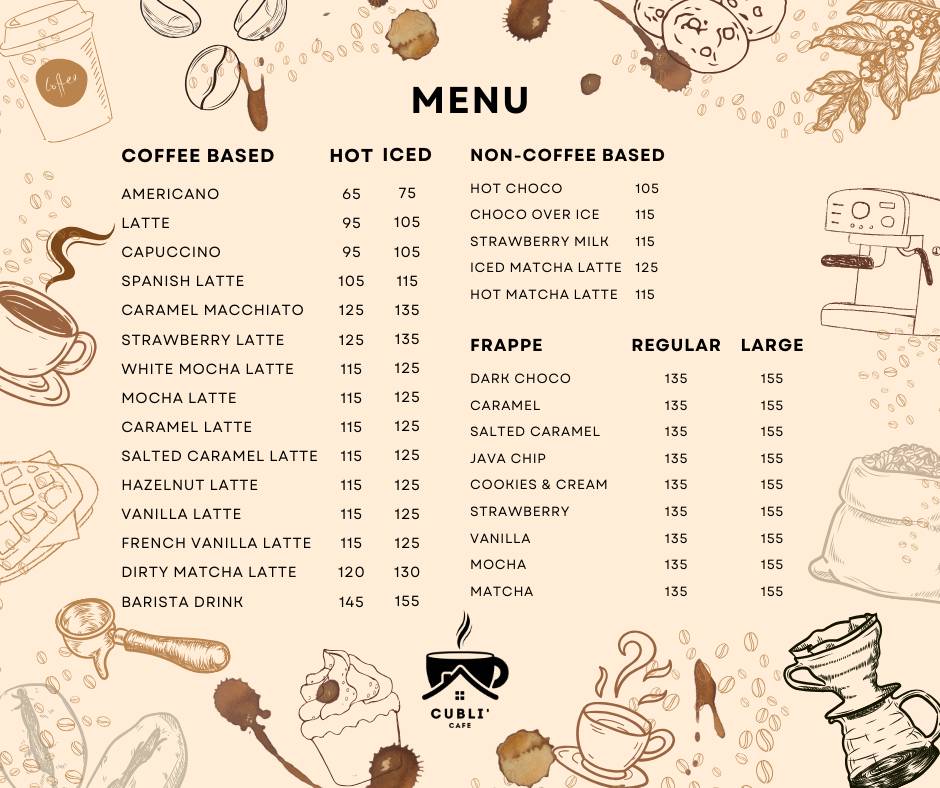 Cubli' Cafe меню