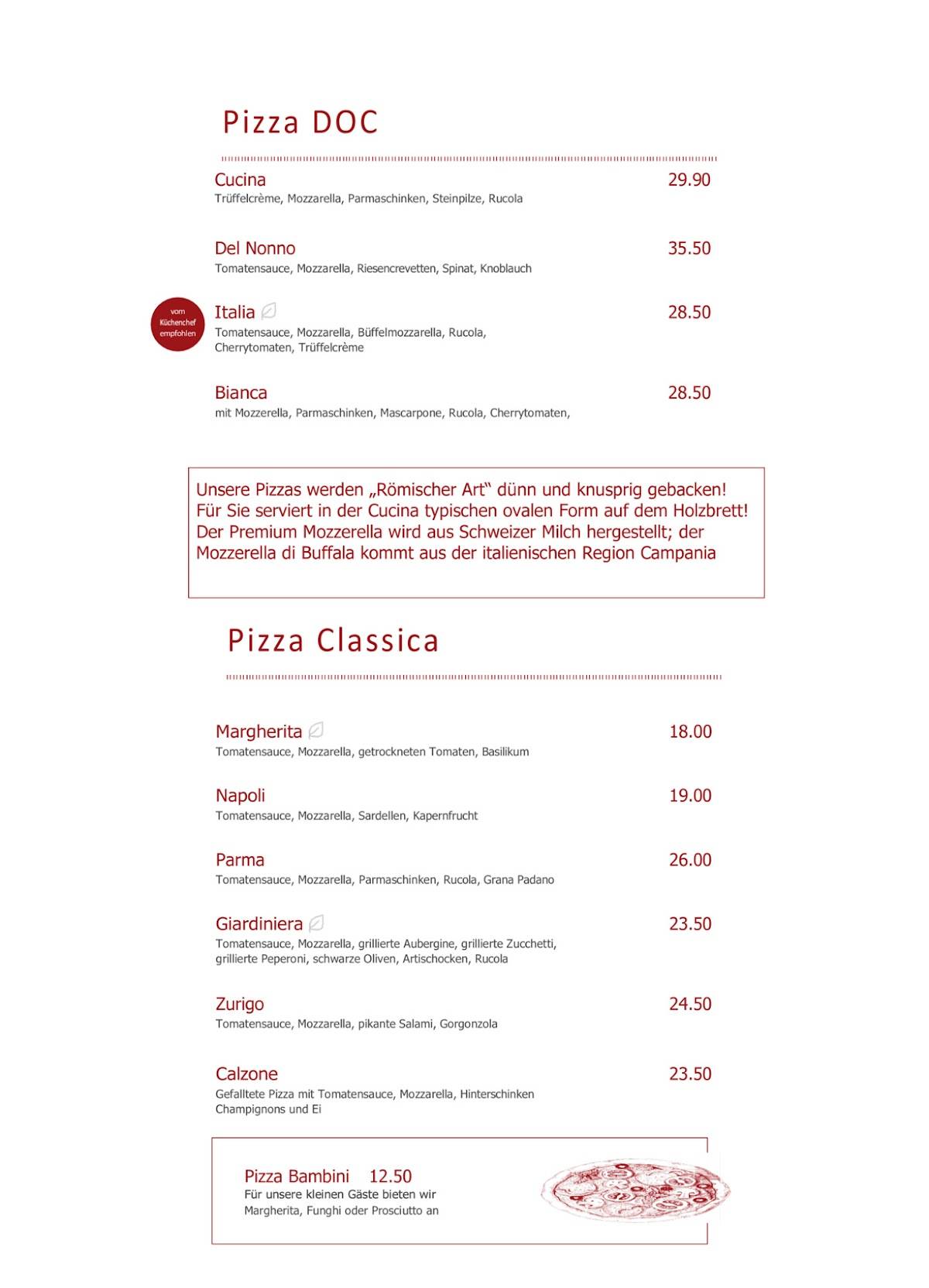 Cucina Niederdorf меню