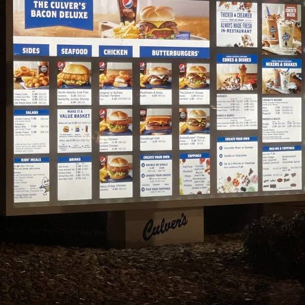 Culver’s меню