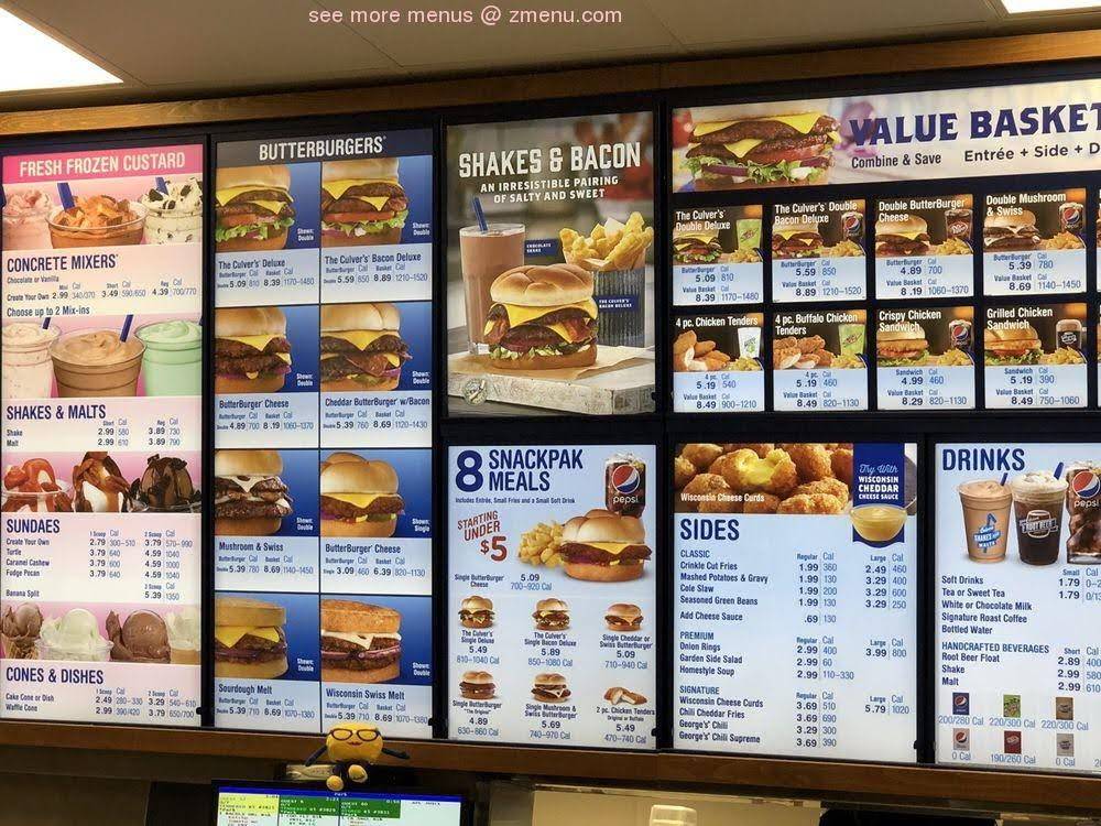Culver’s меню