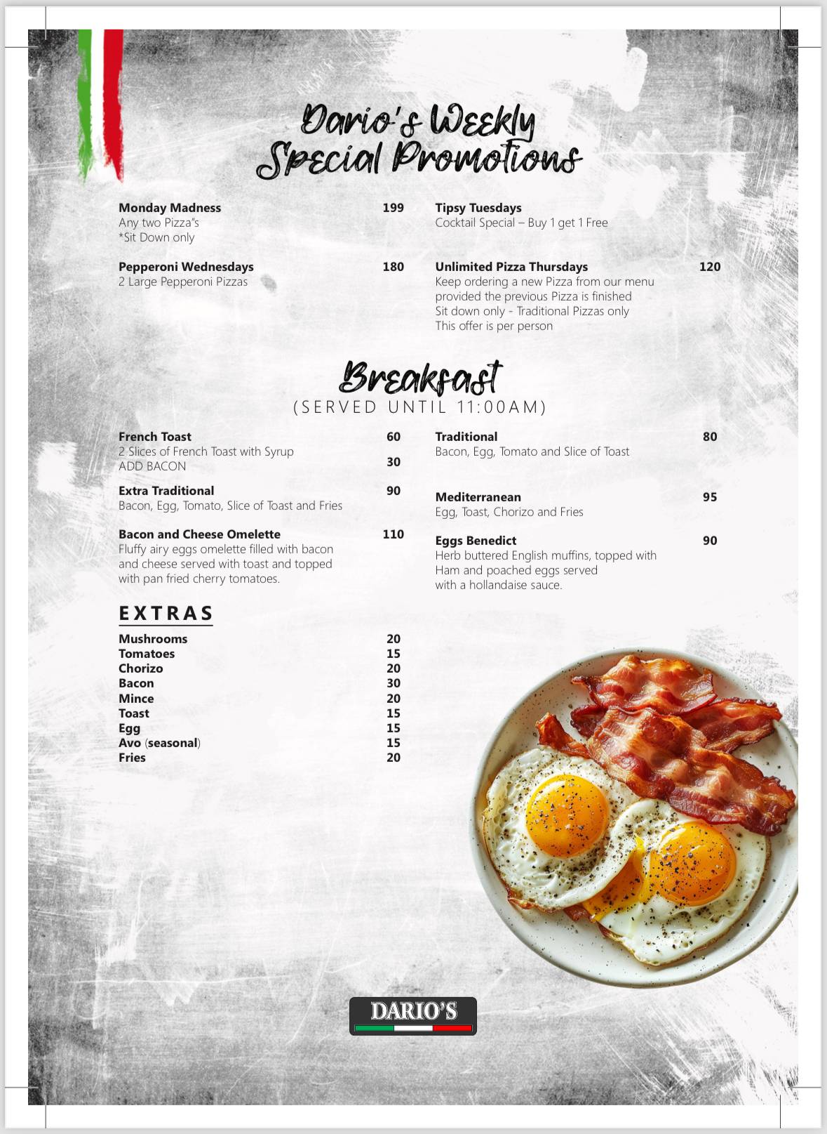 Dario's Restaurant меню